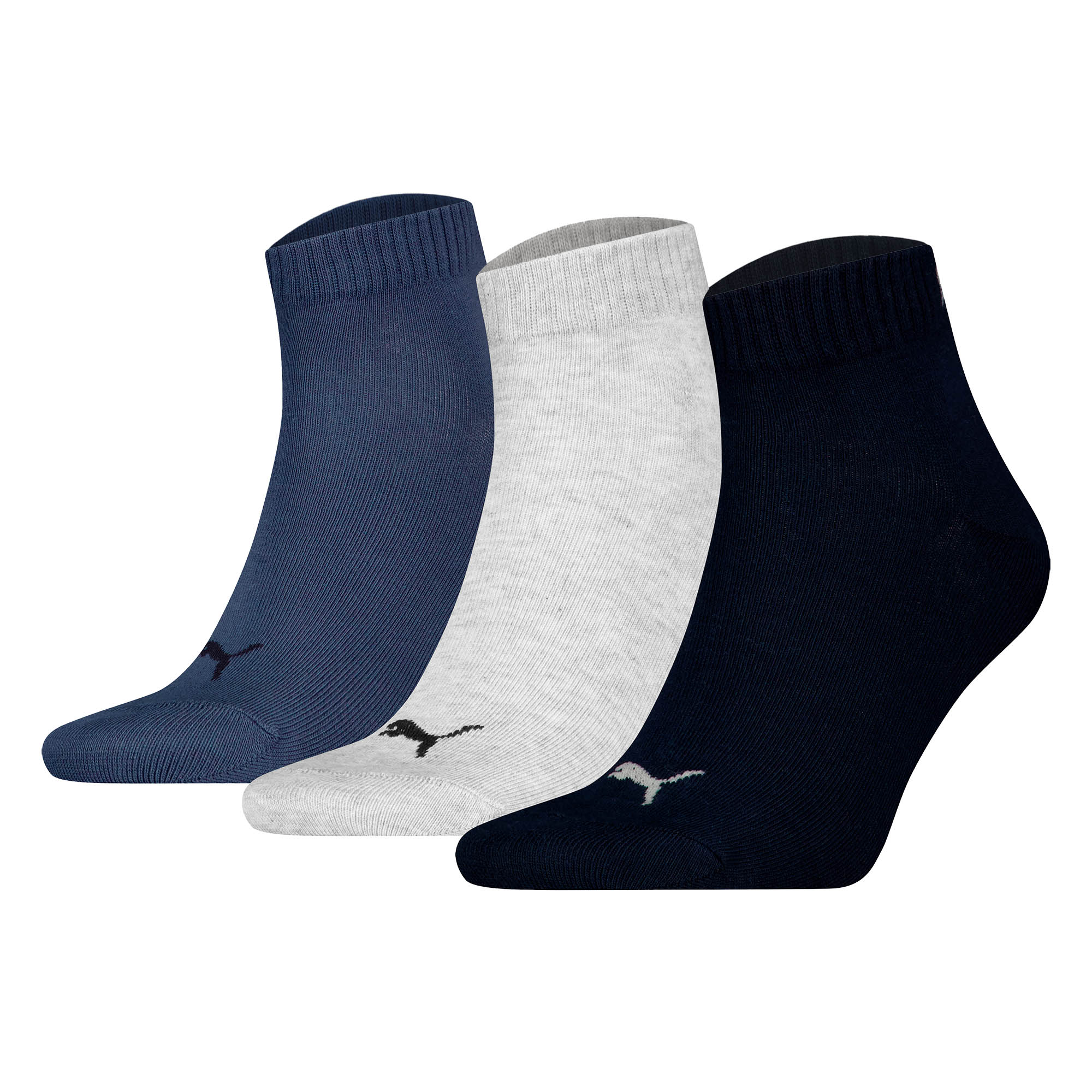 PUMA Unisex Quarter socks, 3-pack - Quarter Plain 3P, logo, solid colour