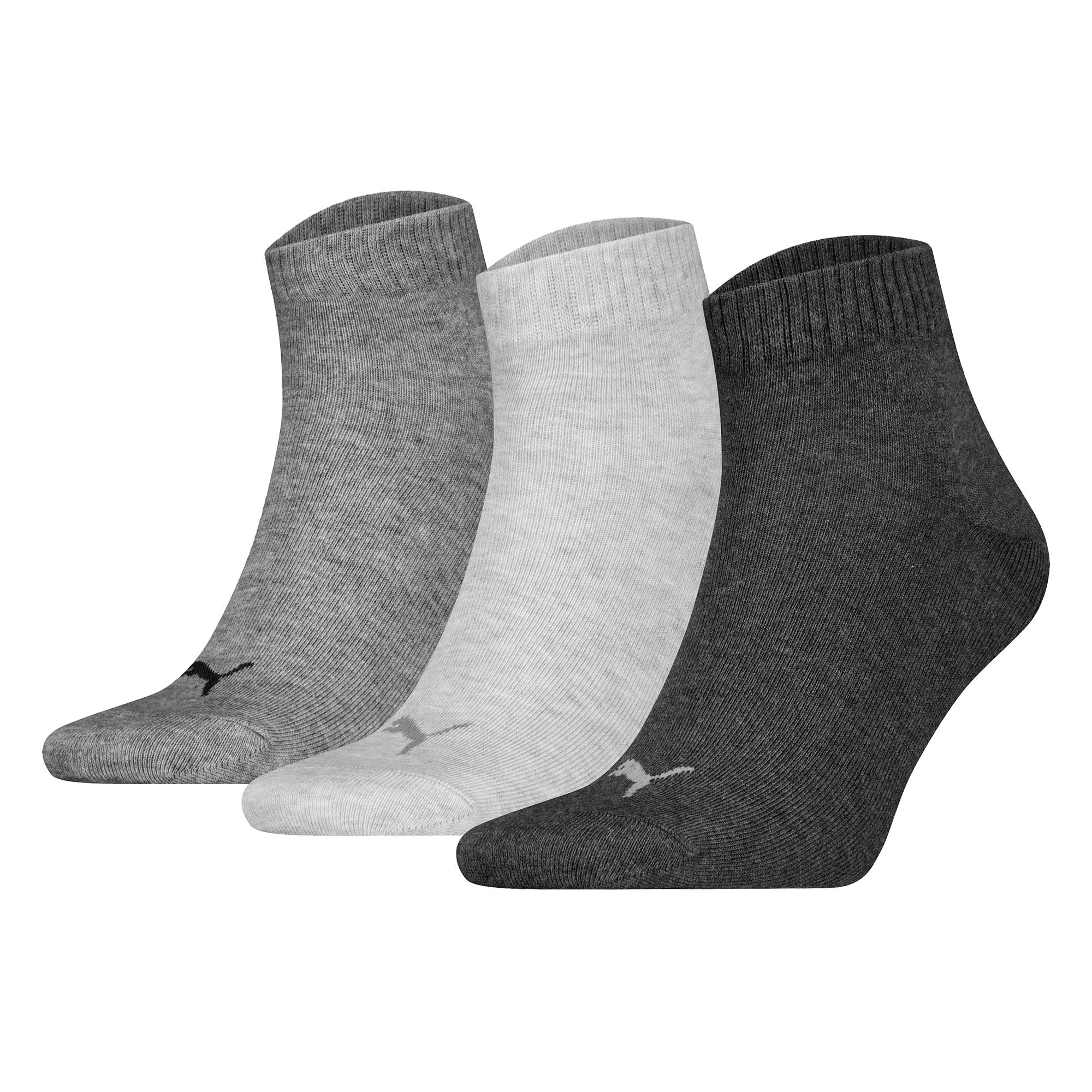 PUMA Unisex Quarter socks, 3-pack - Quarter Plain 3P, logo, solid colour