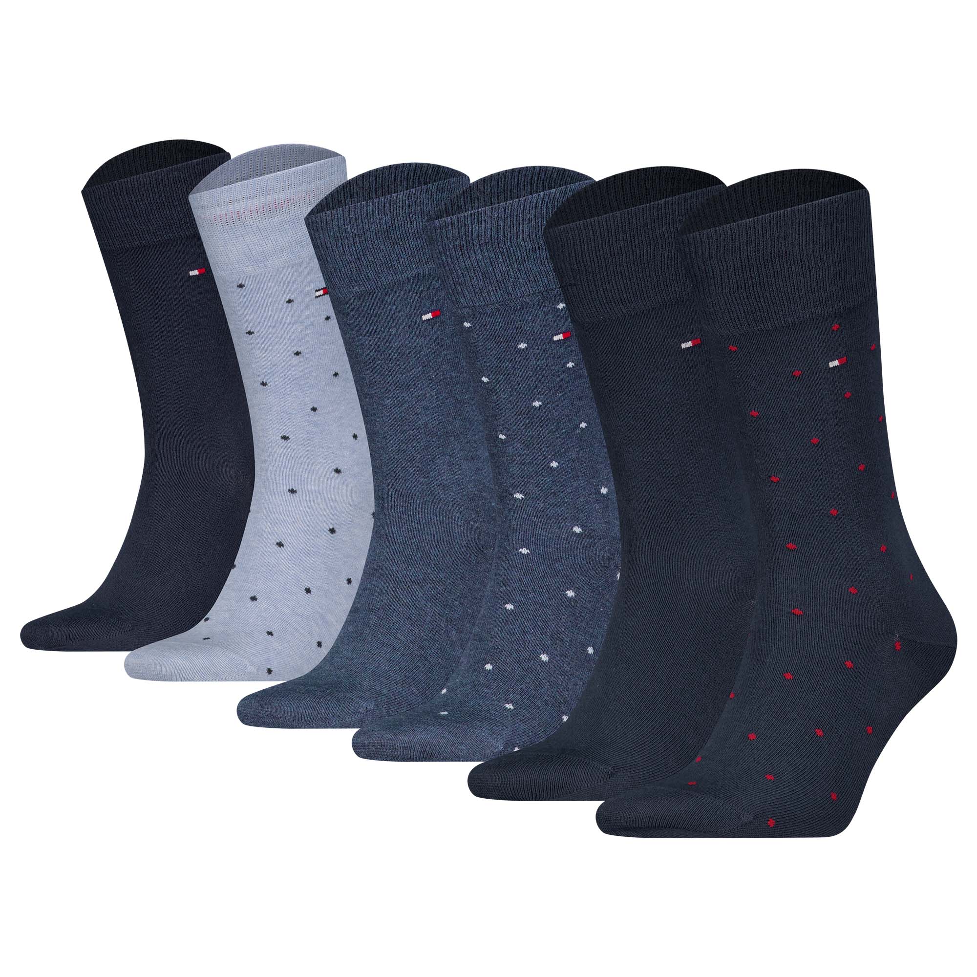 TOMMY HILFIGER Men's Socks, 6-pack - Sock Dot 6P, Polka Dots, ECOM