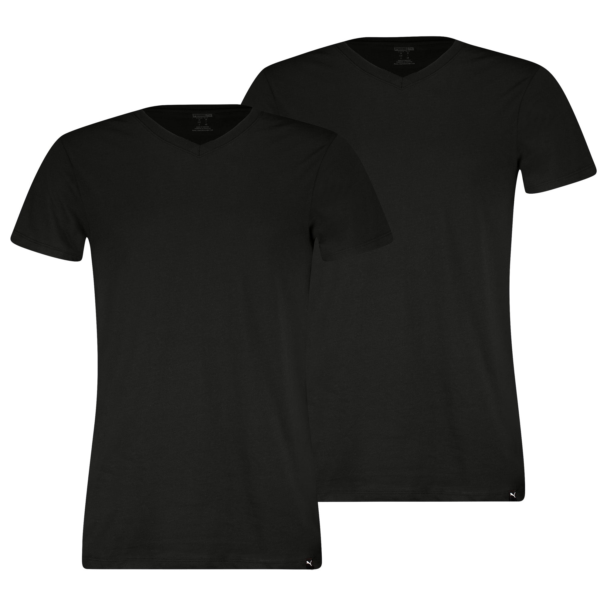PUMA Men T-shirts, 2-pack – V-Neck Tee 2P, V-neck, Regular Fit, cotton, plain