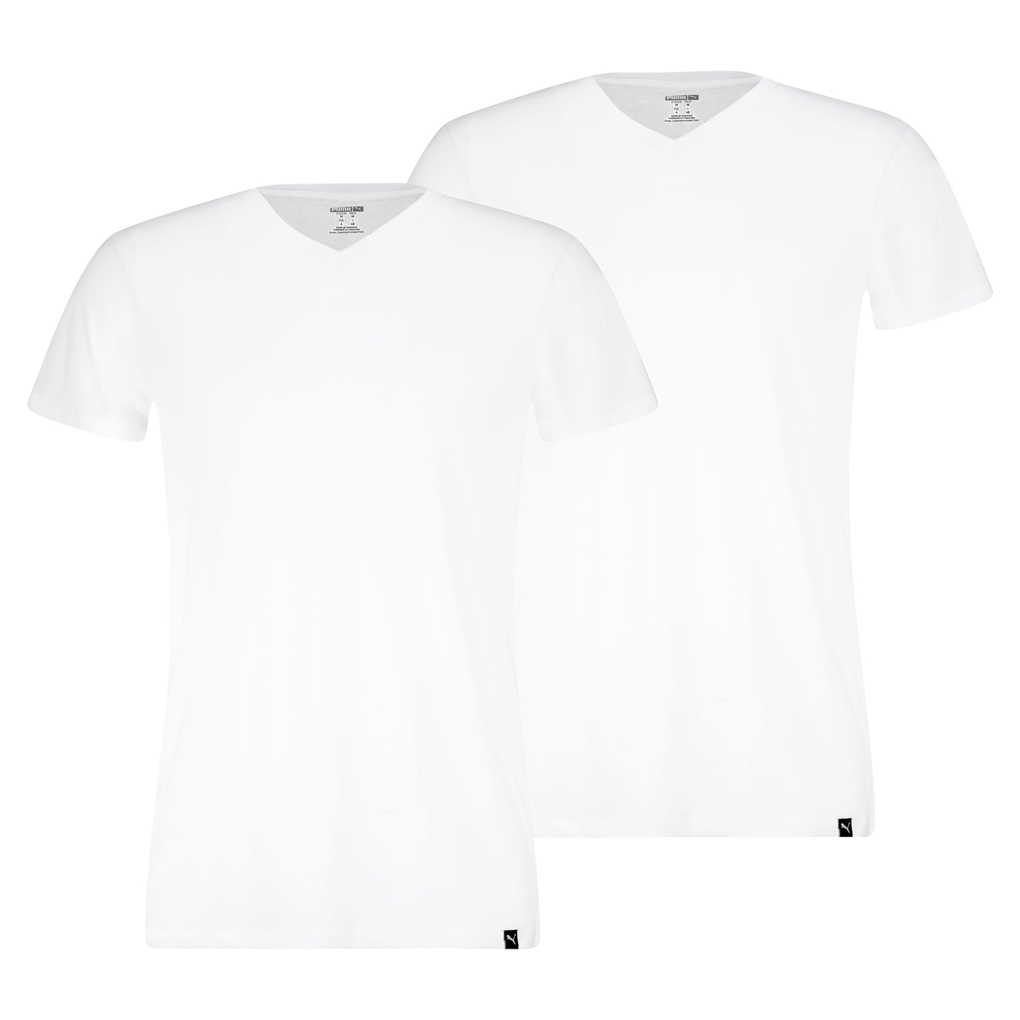 PUMA Herren T-Shirts, 2er Pack - V-Neck Tee 2P, V-Ausschnitt, Regular Fit, Baumwolle, einfarbig