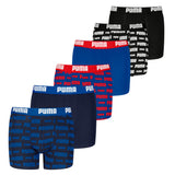 PUMA Boys Boxer Shorts, Pack of 6 - Everyday Logo Print Boxers ECOM 6P, Cotton Stretch
