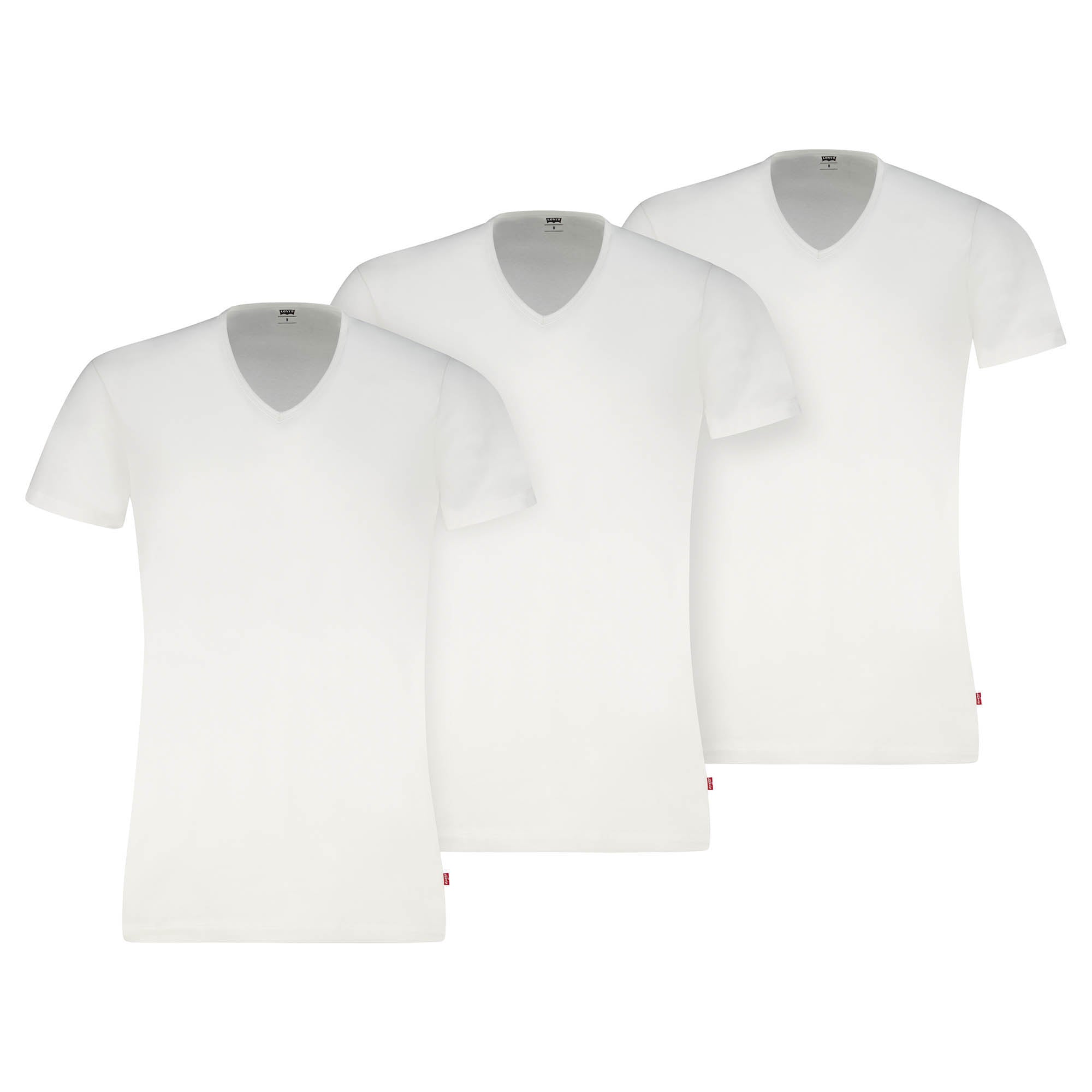 Levi's Herren T-Shirts, 3er Pack - Solid V-Neck 3P, V-Ausschnitt, Cotton Stretch, ECOM