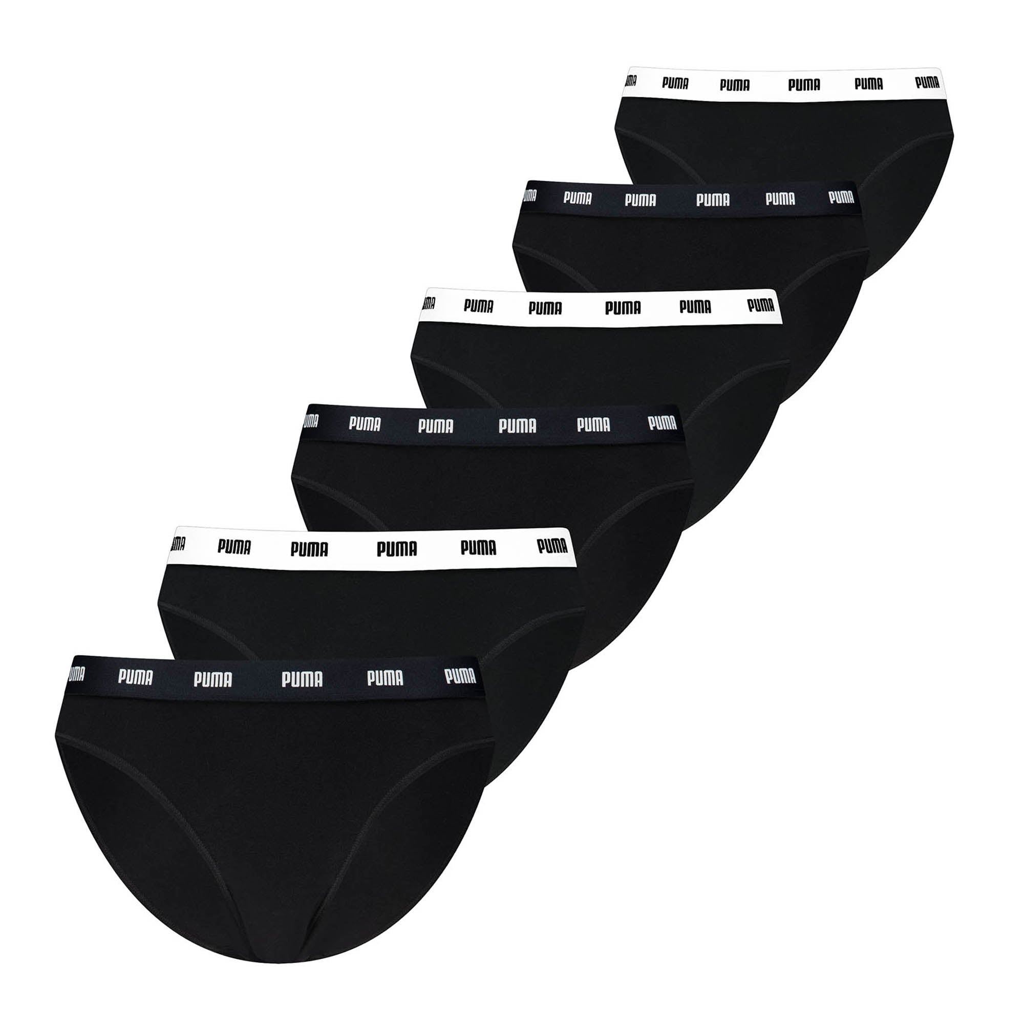 PUMA Damen Slips, 6er Pack - Cotton Briefs ECOM, Baumwolle, einfarbig