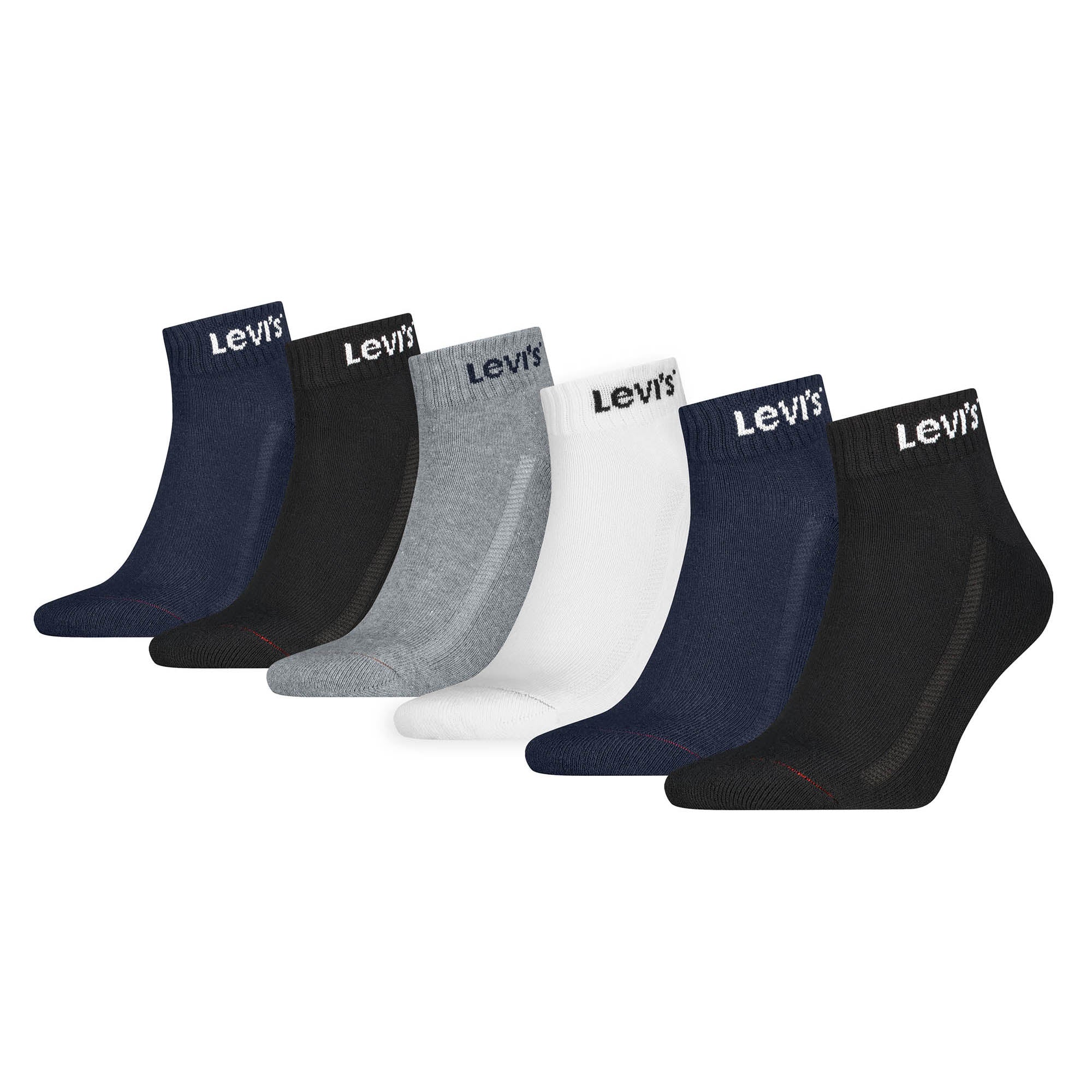 Levi's Unisex Quartersocken, 6er Pack - Mid Cut Orange Tab 6P ECOM, Baumwollmischung