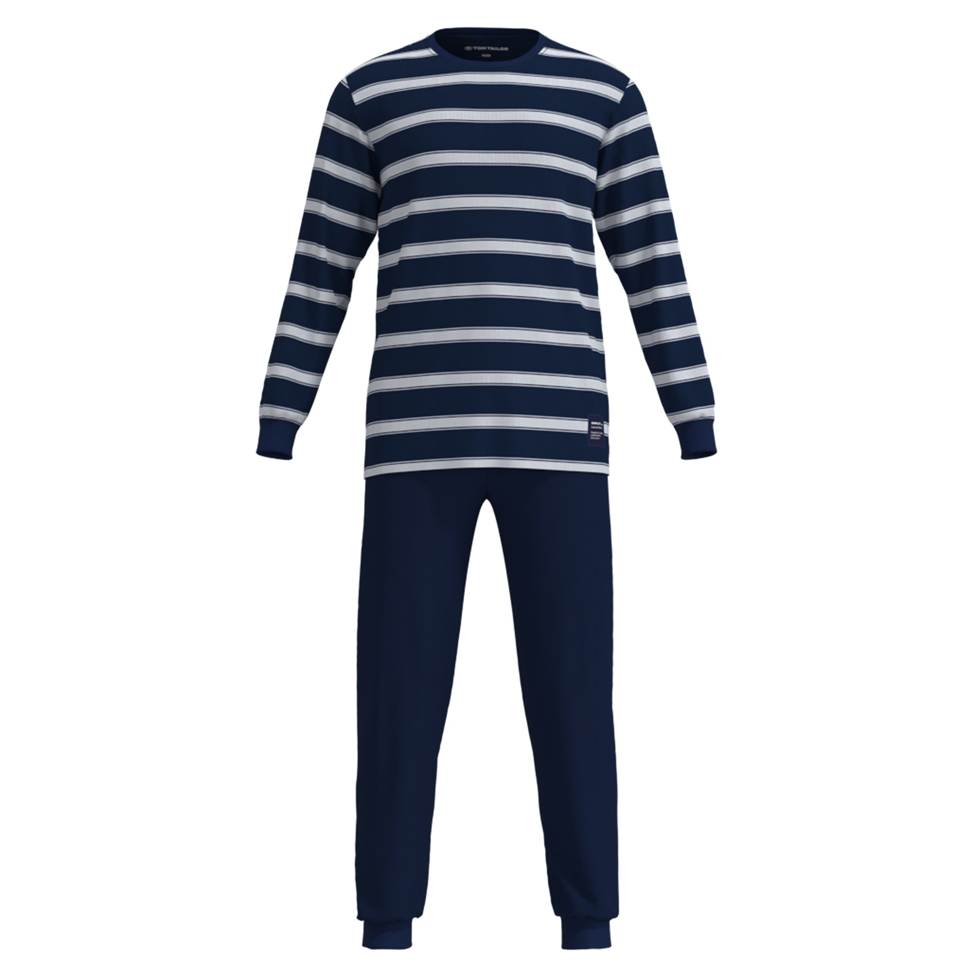 TOM TAILOR Men Pyjamas, Long - Pyjamas, Cuffs, Round Neck, Striped, Single Jersey, Cotton 