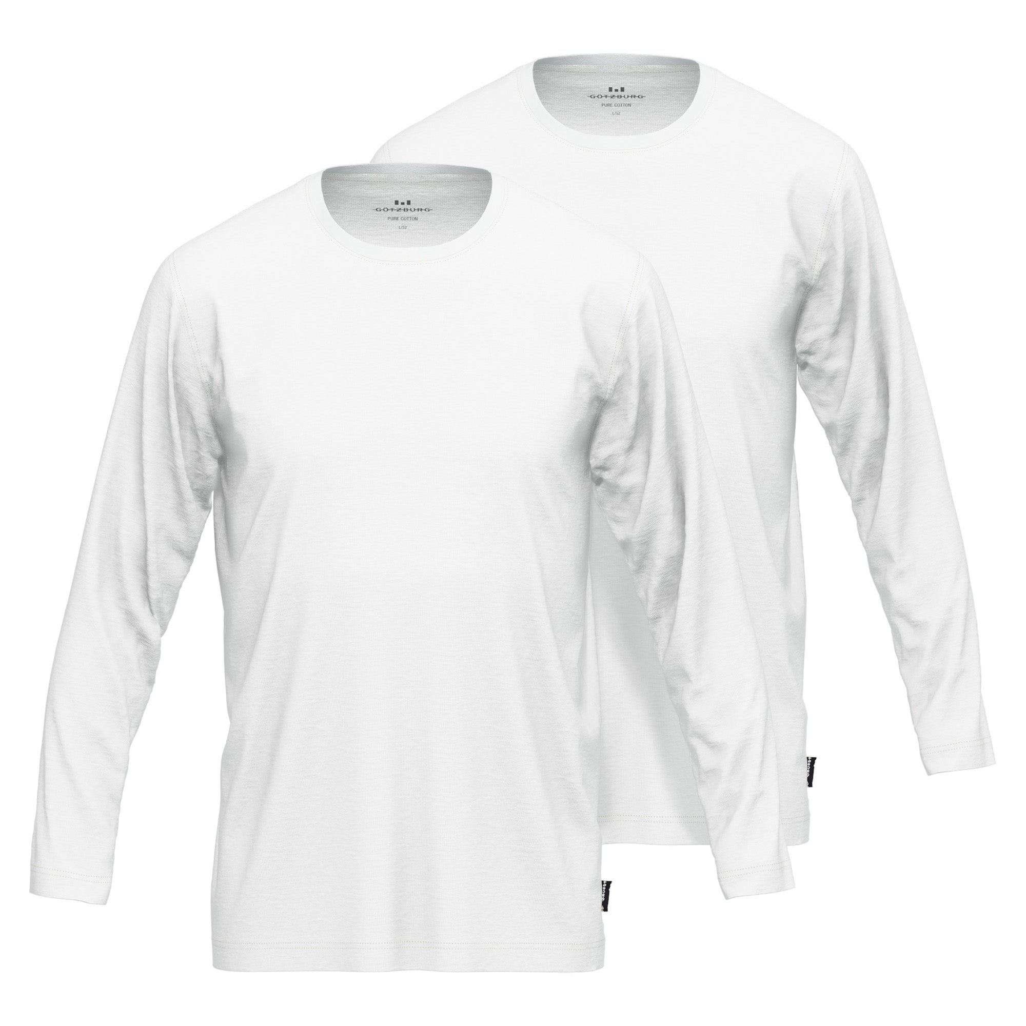 GÖTZBURG Herren Langarmshirt, 2er Pack - Baumwolle, Longsleeve, einfarbig