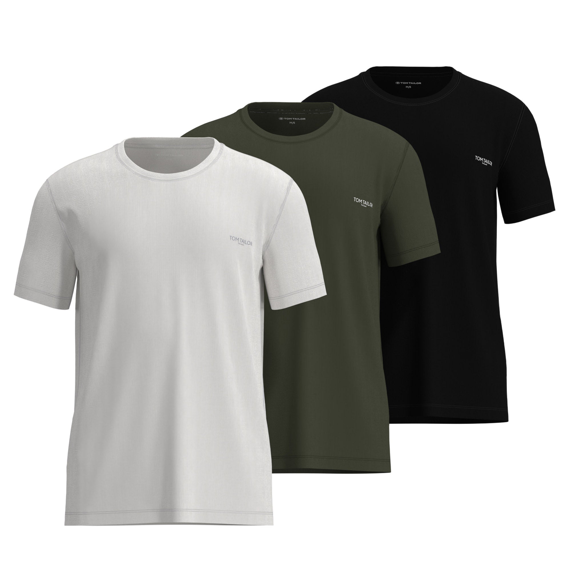 TOM TAILOR Herren T-Shirt, 3er Pack - Rundhals, Kurzarm, Single Jersey, Baumwolle, einfarbig