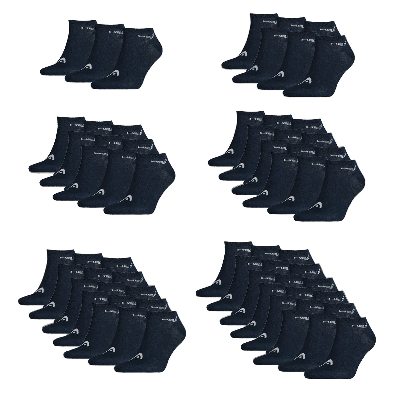 HEAD Unisex Sport Sneakersocken - weicher Baumwollmix, einfarbig, Vorteilspack