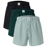 LACOSTE Men’s Woven Boxers, 3-Pack - Striped Cotton Woven Label Boxers, Cotton