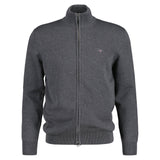 GANT Herren Strickjacke - CASUAL COTTON ZIP CARDIGAN, Stehkragen, Baumwolle