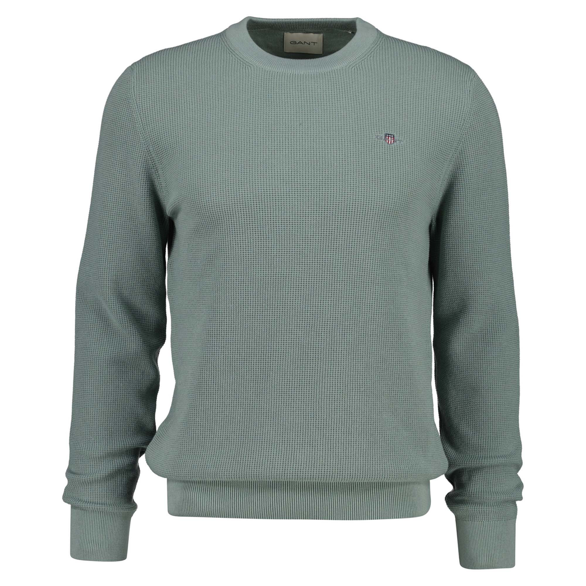 GANT Herren Stirckpullover mit Rundhals - Micro Textured Cotton C-Neck, Baumwolle