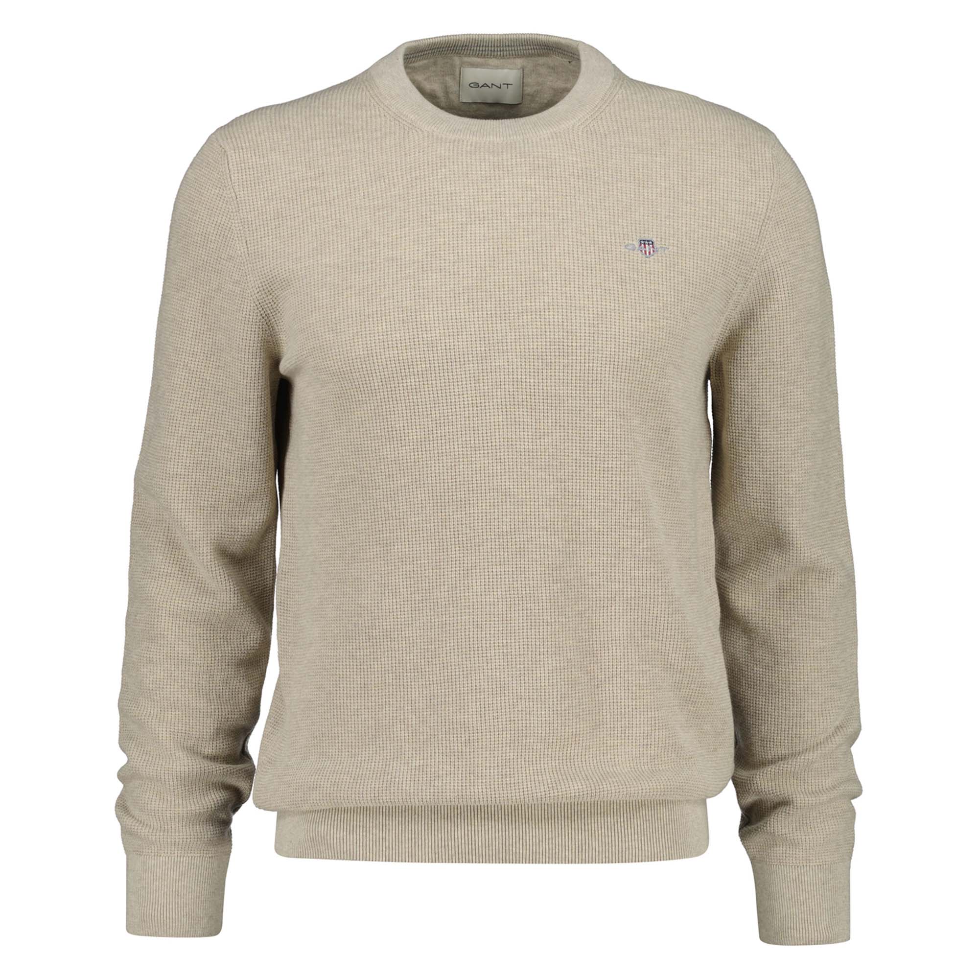 GANT Herren Stirckpullover mit Rundhals - Micro Textured Cotton C-Neck, Baumwolle
