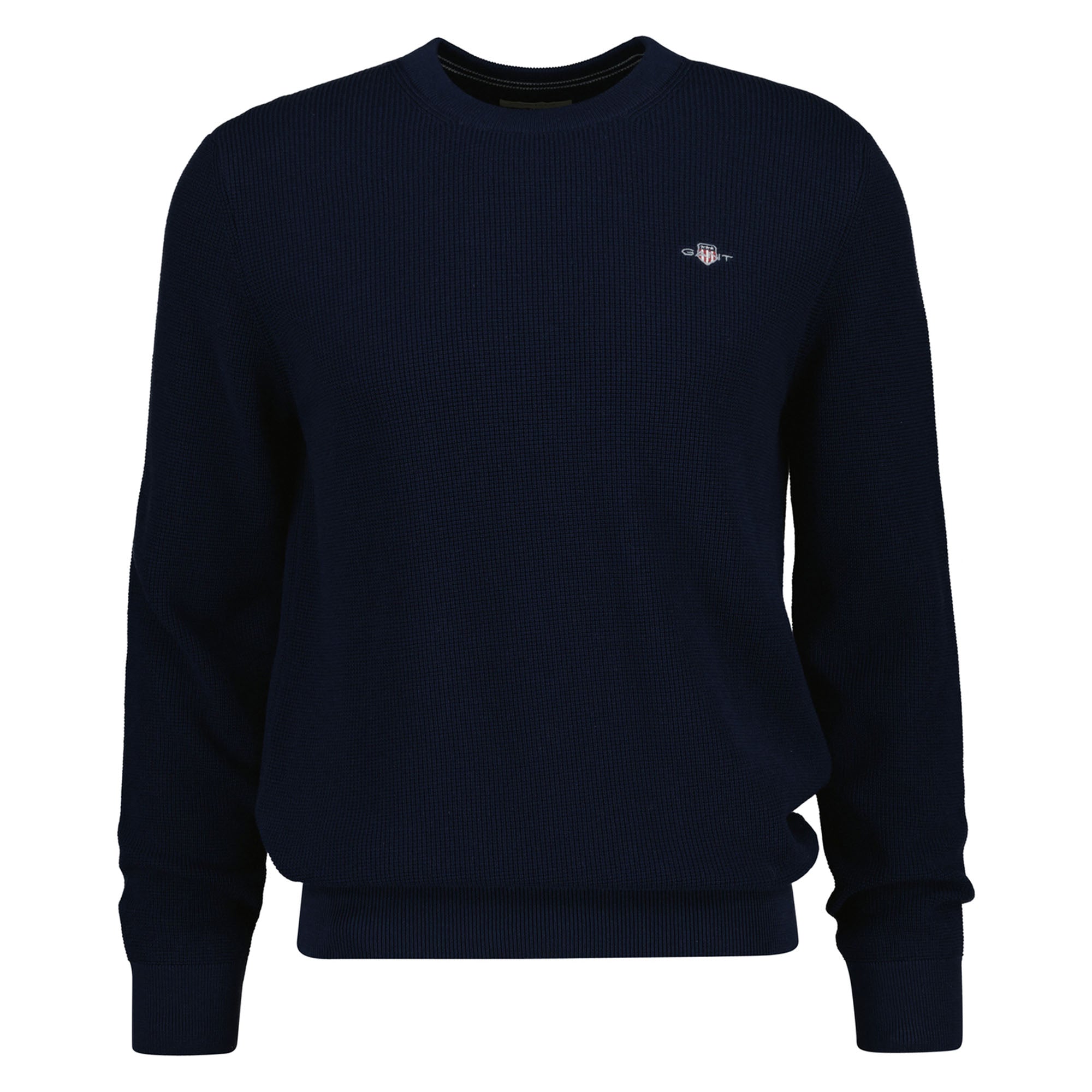 GANT Herren Stirckpullover mit Rundhals - Micro Textured Cotton C-Neck, Baumwolle