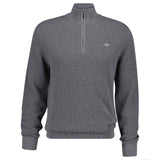 GANT Men's Knit Sweater - WAFFLE KNIT HALF-ZIP SWEATER, Half-Zip Collar, Waffle Texture, Regular Fit, Cotton