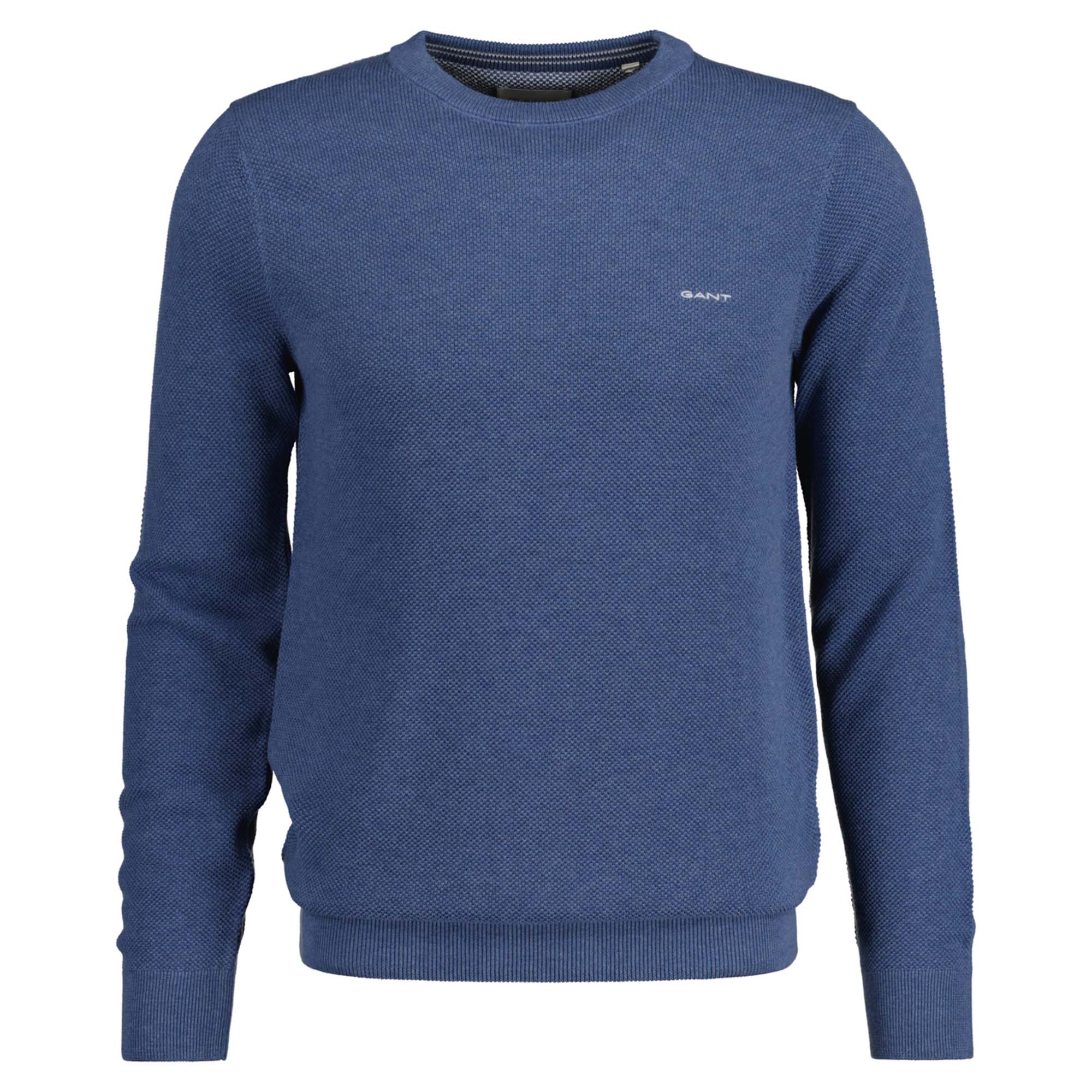 GANT Herren Pique-Strickpullover, Rundhals - COTTON PIQUE C-NECK, Baumwolle