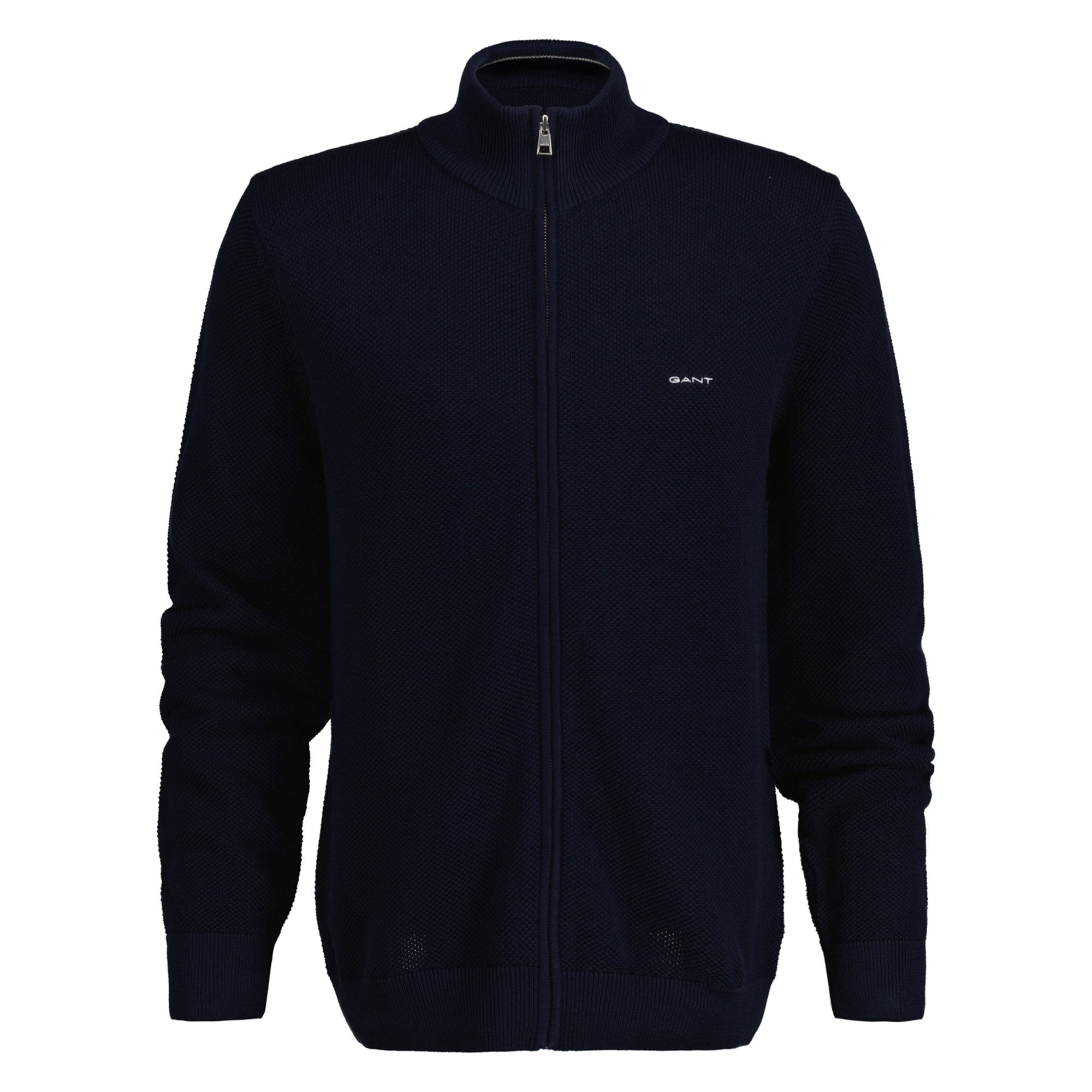 GANT Herren Pique-Strickjacke - COTTON PIQUE ZIP CARDIGAN, Reißverschluss, Baumwolle