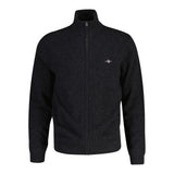 GANT Herren Strickjacke, Wolle - EXTRAFINE LAMBSWOOL ZIP CARDIGAN, Stehkragen