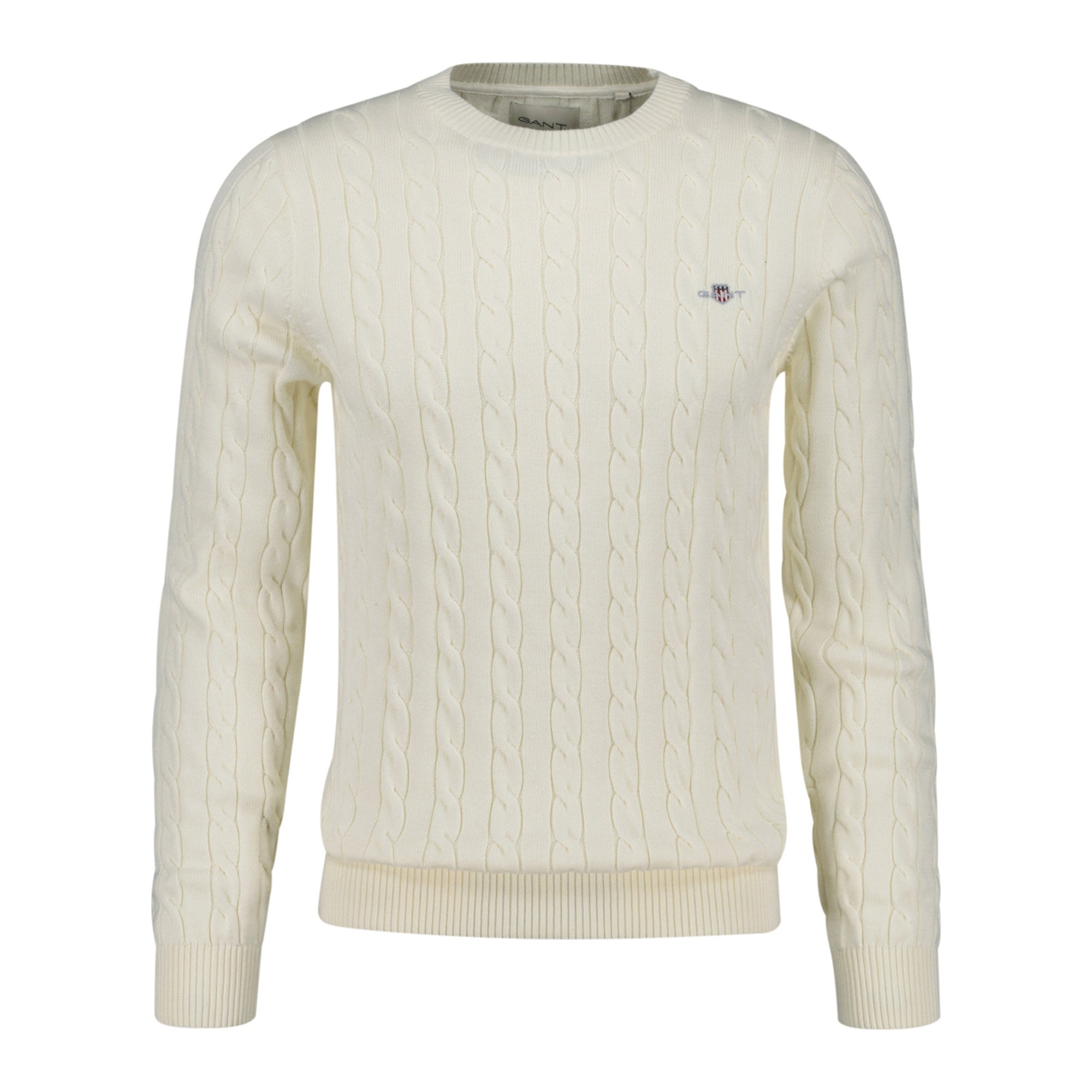 GANT Herren Stirckpullover - COTTON CABLE C-NECK, Zopfstrick, Rundhals, Baumwolle