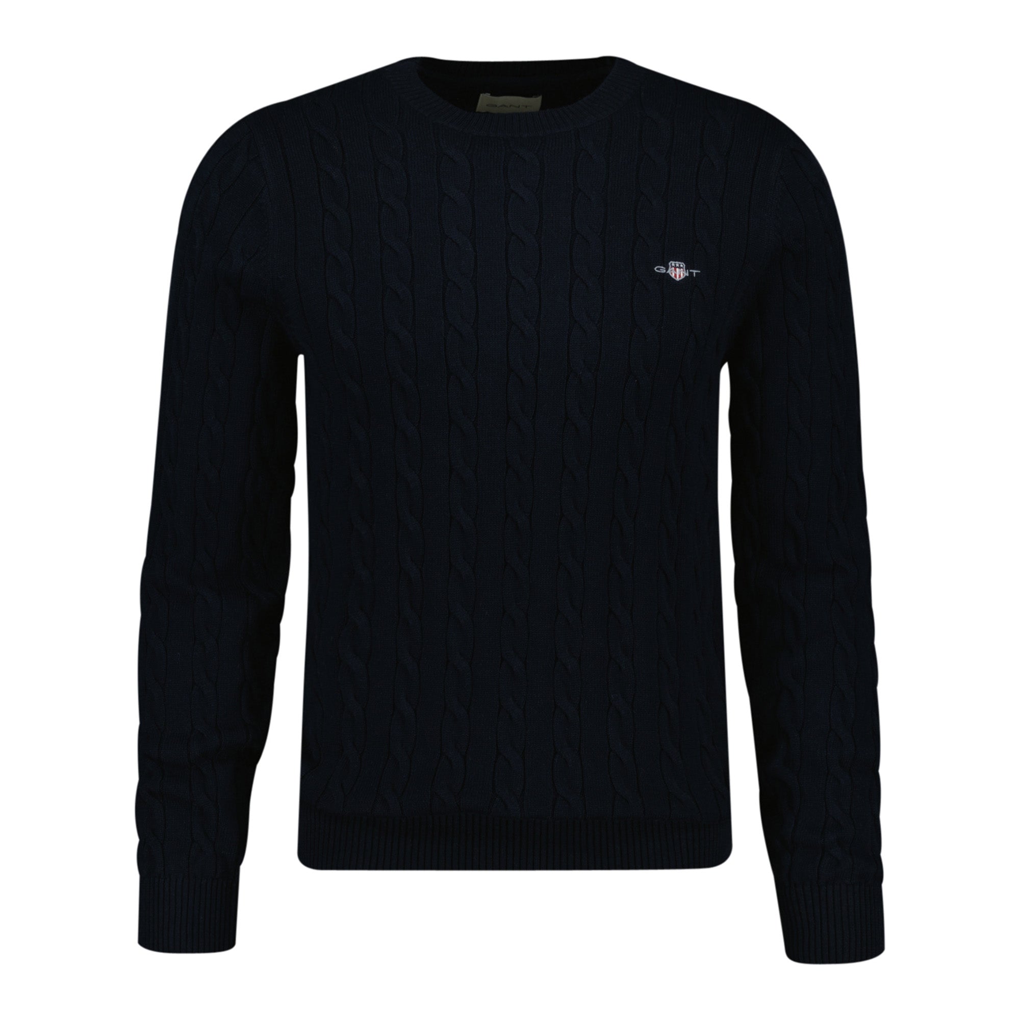 GANT Men's Knitted Jumper - COTTON CABLE C-NECK, Cable knit, Round neck, Cotton