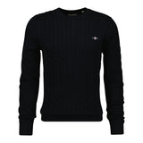 GANT Herren Stirckpullover - COTTON CABLE C-NECK, Zopfstrick, Rundhals, Baumwolle