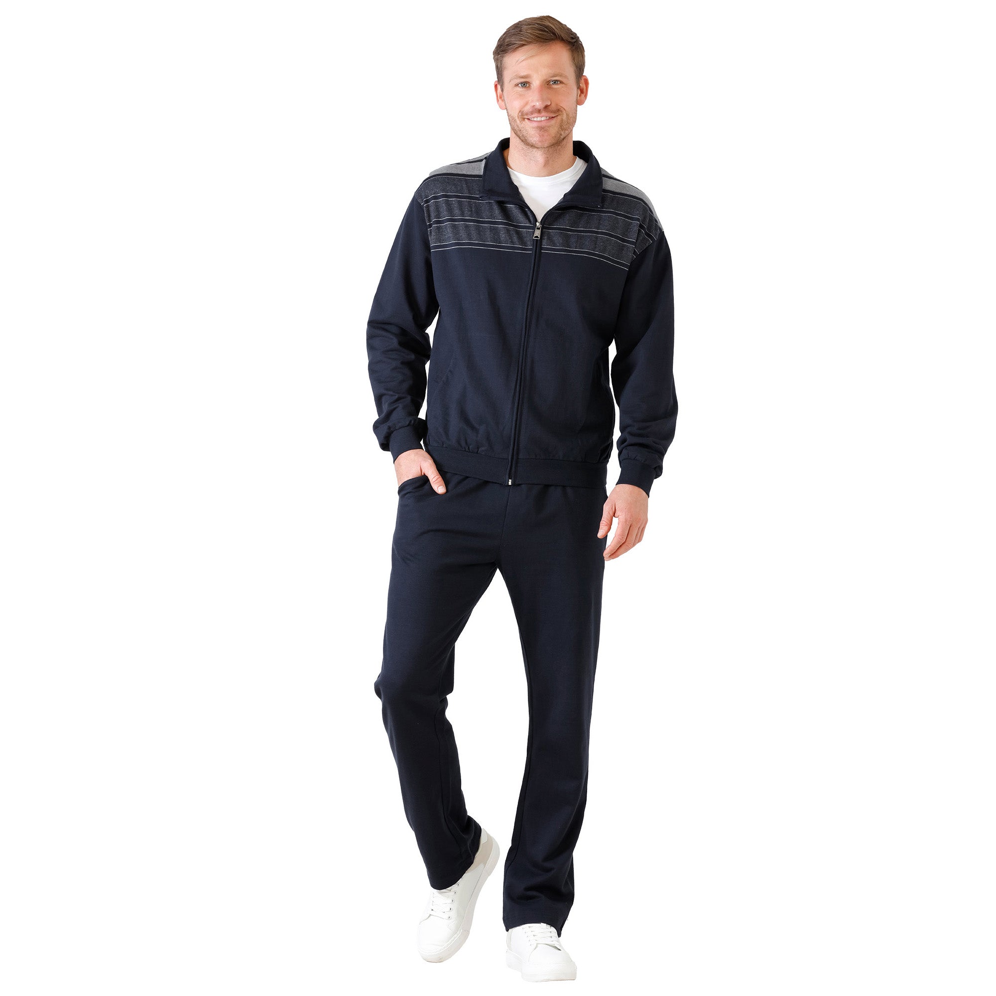 hajo Herren Hausanzug, lang - Soft Sweat, Zip-Jacke, Homewear