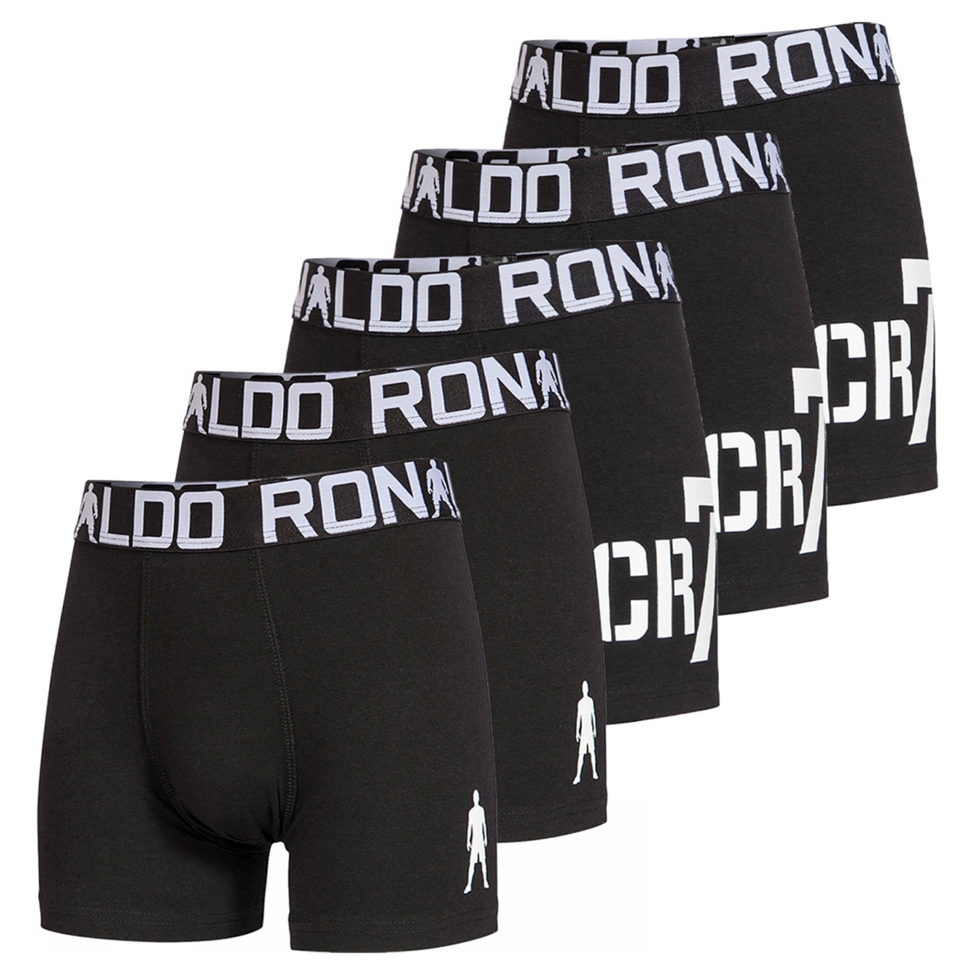 CR7 Jungen Boxershorts, 5er Pack - Cristiano Ronaldo Motive, Trunks, Cotton Stretch, Logobund