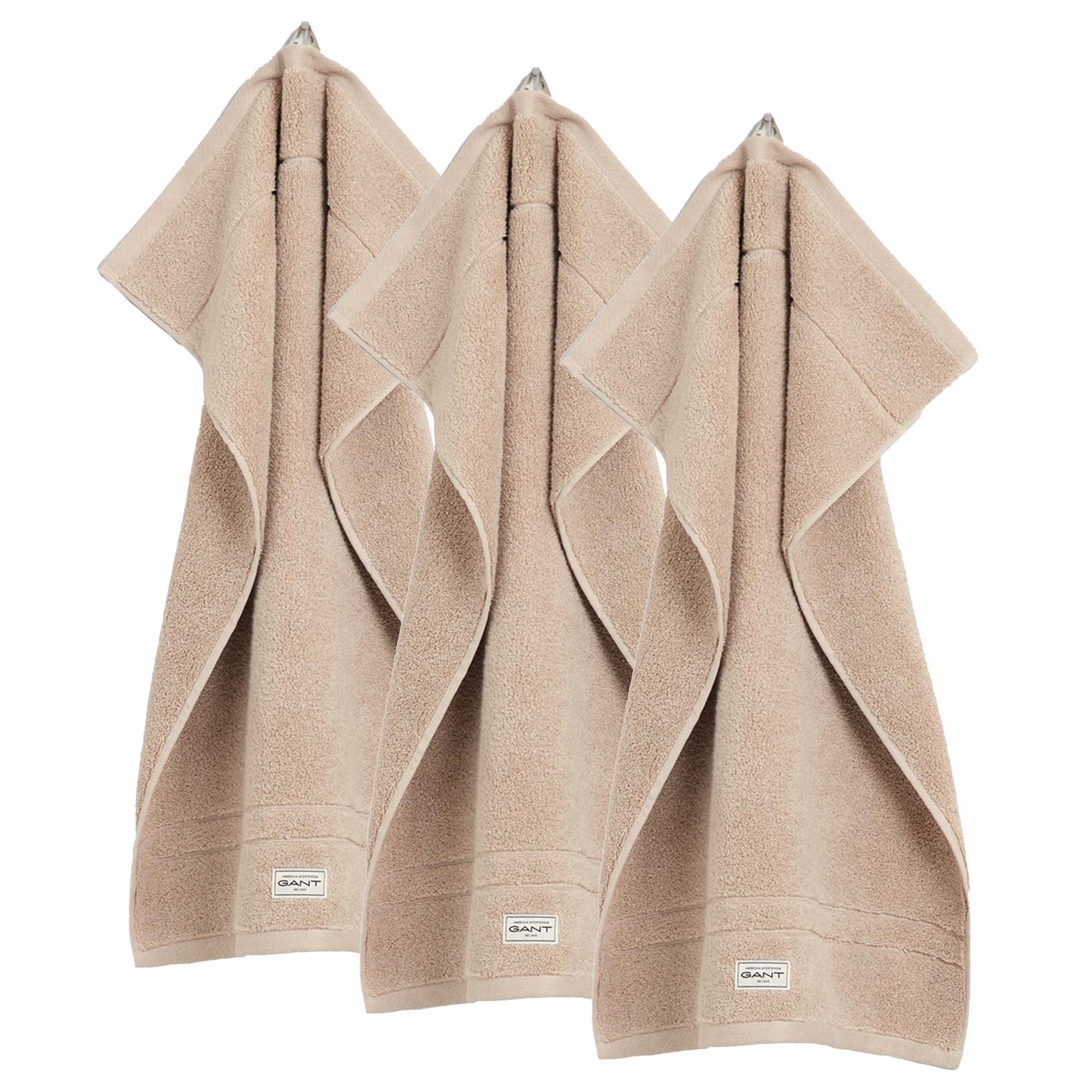 GANT Gästetuch, 3er Pack - Premium Handtuch, Frottee, Bio-Baumwolle