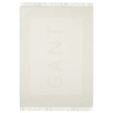 GANT blanket - LOGO THROW, jacquard logo, fringes, wool-mix fabric