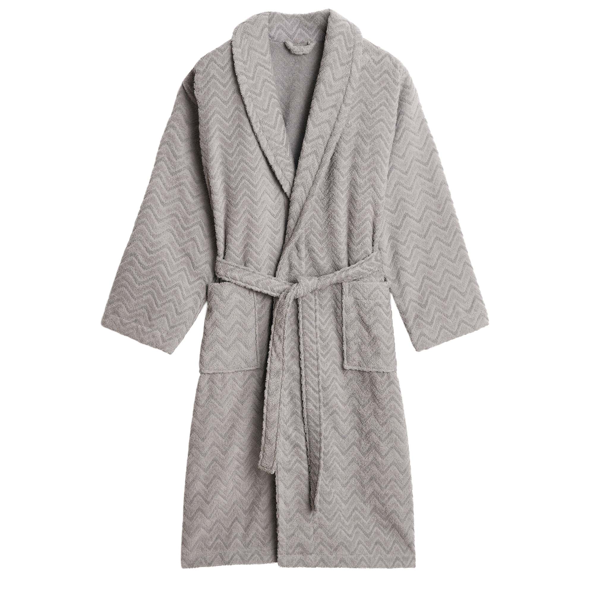 GANT Unisex Bademantel - JACQUARD HERRINGBONE ROBE, Schalkragen, Fischgrätmuster