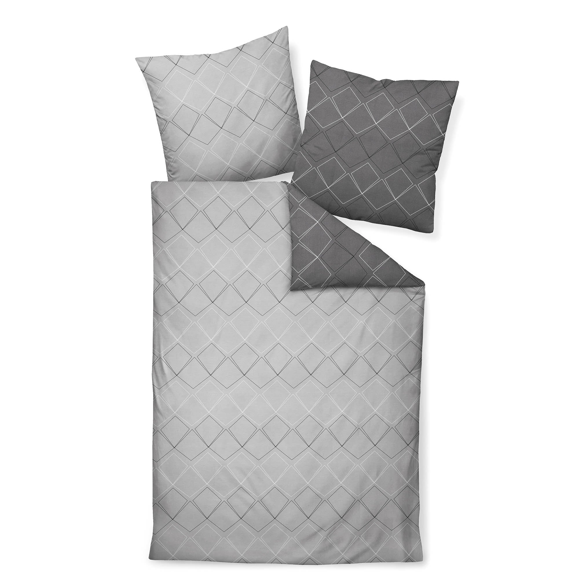 Janine Bed Linen 2 Pieces - Maco Satin, mercerized Cotton, Silk Finish, Diamonds