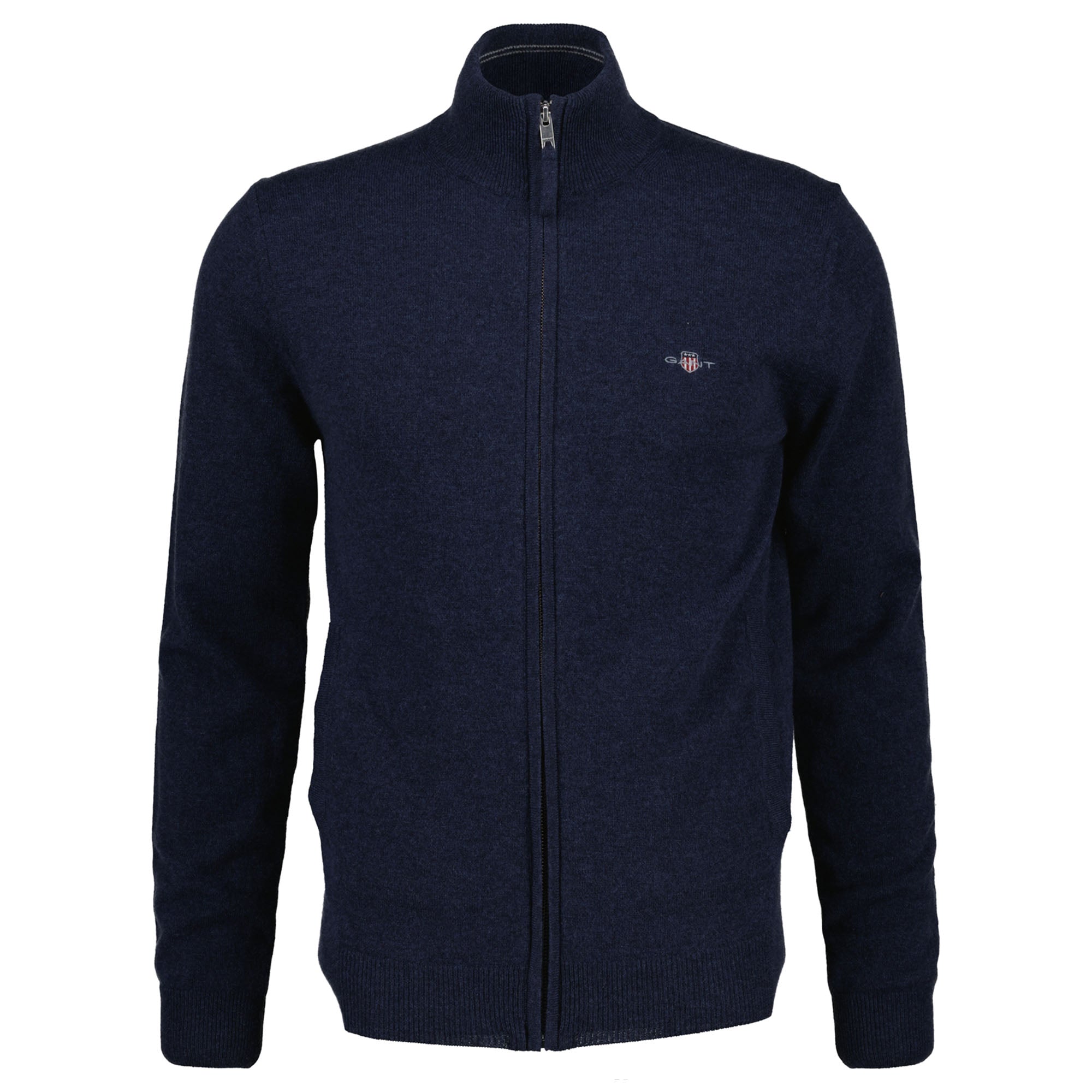 GANT Herren Strickjacke - SUPERFINE LAMBSWOOL ZIP CARDIGAN, Stehkragen, Wolle