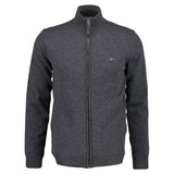 GANT Herren Strickjacke - SUPERFINE LAMBSWOOL ZIP CARDIGAN, Stehkragen, Wolle