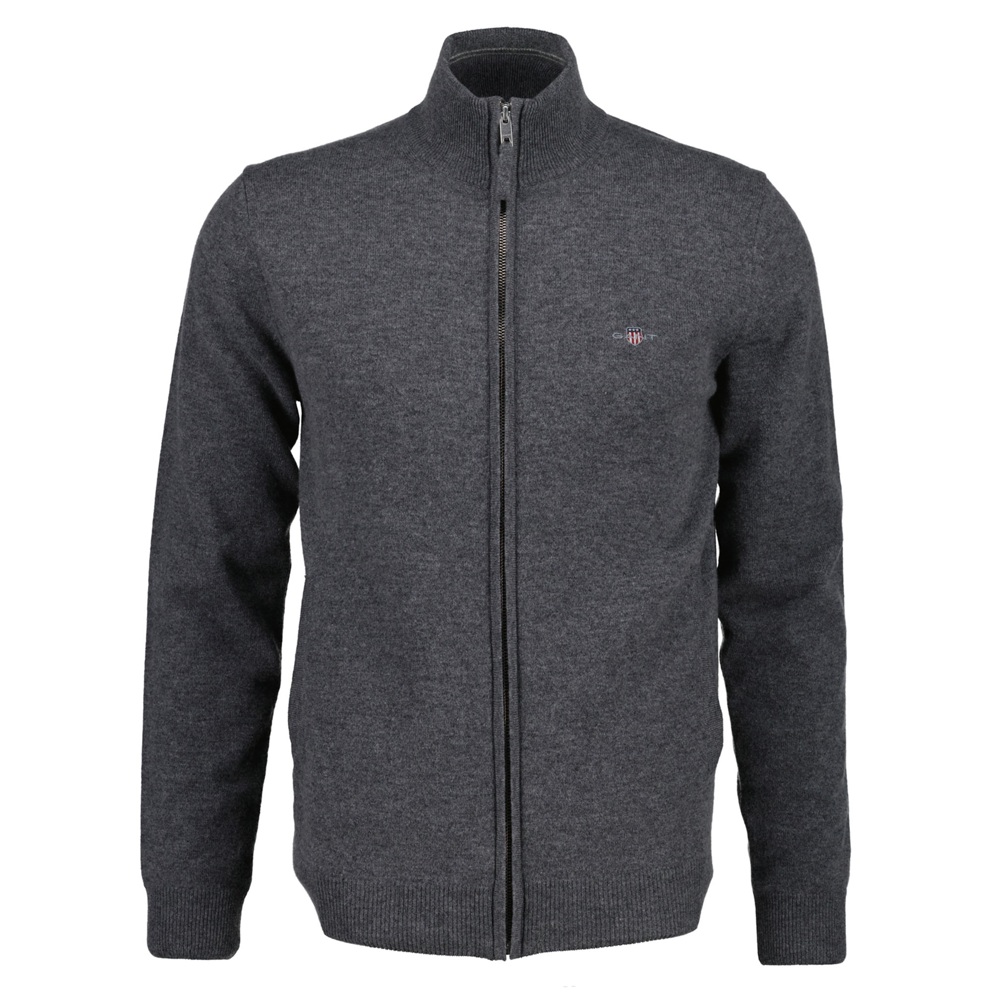 GANT Herren Strickjacke - SUPERFINE LAMBSWOOL ZIP CARDIGAN, Stehkragen, Wolle