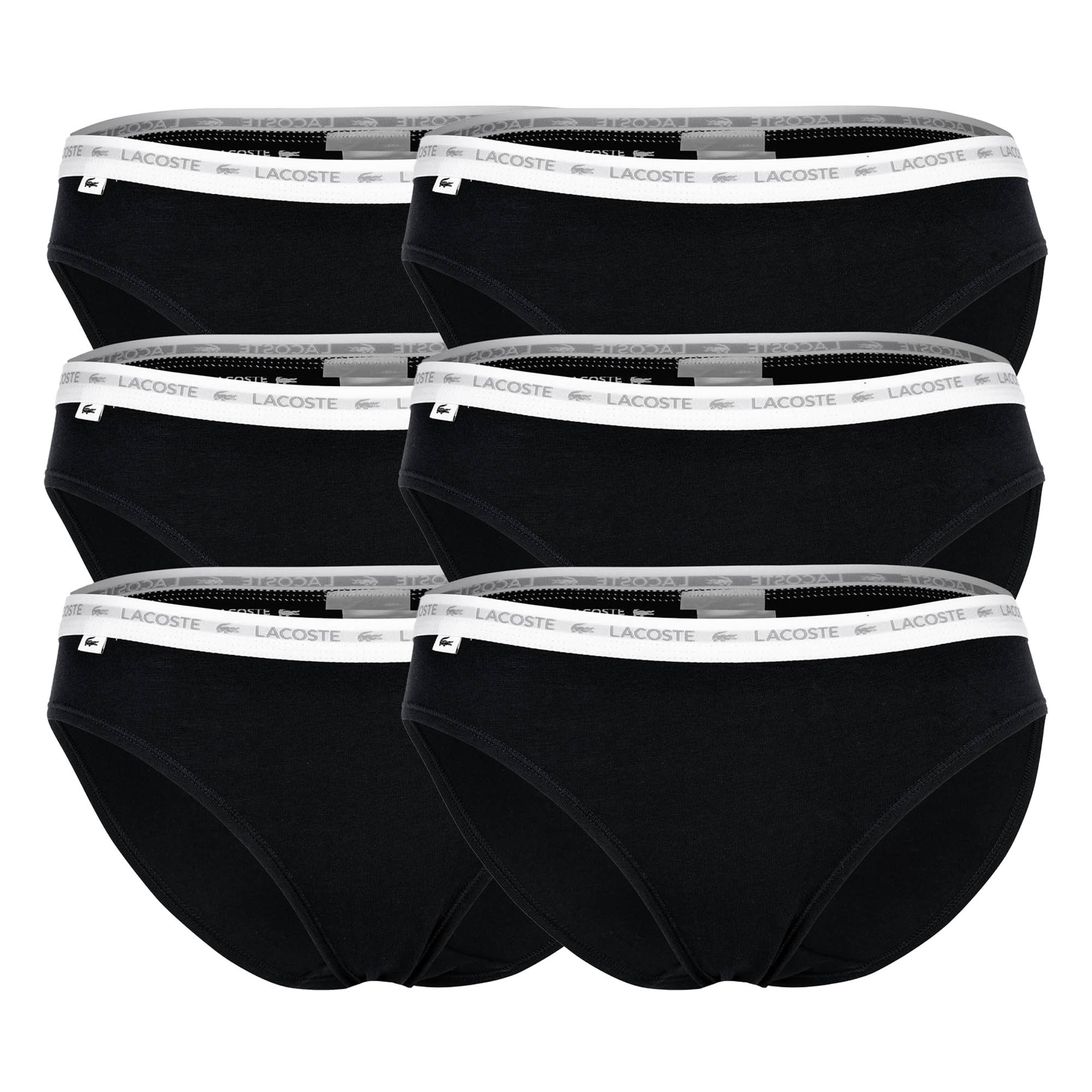 LACOSTE Damen Slips, 6er Pack - Brief, Unterwäsche, Cotton Stretch, Logobund, einfarbig