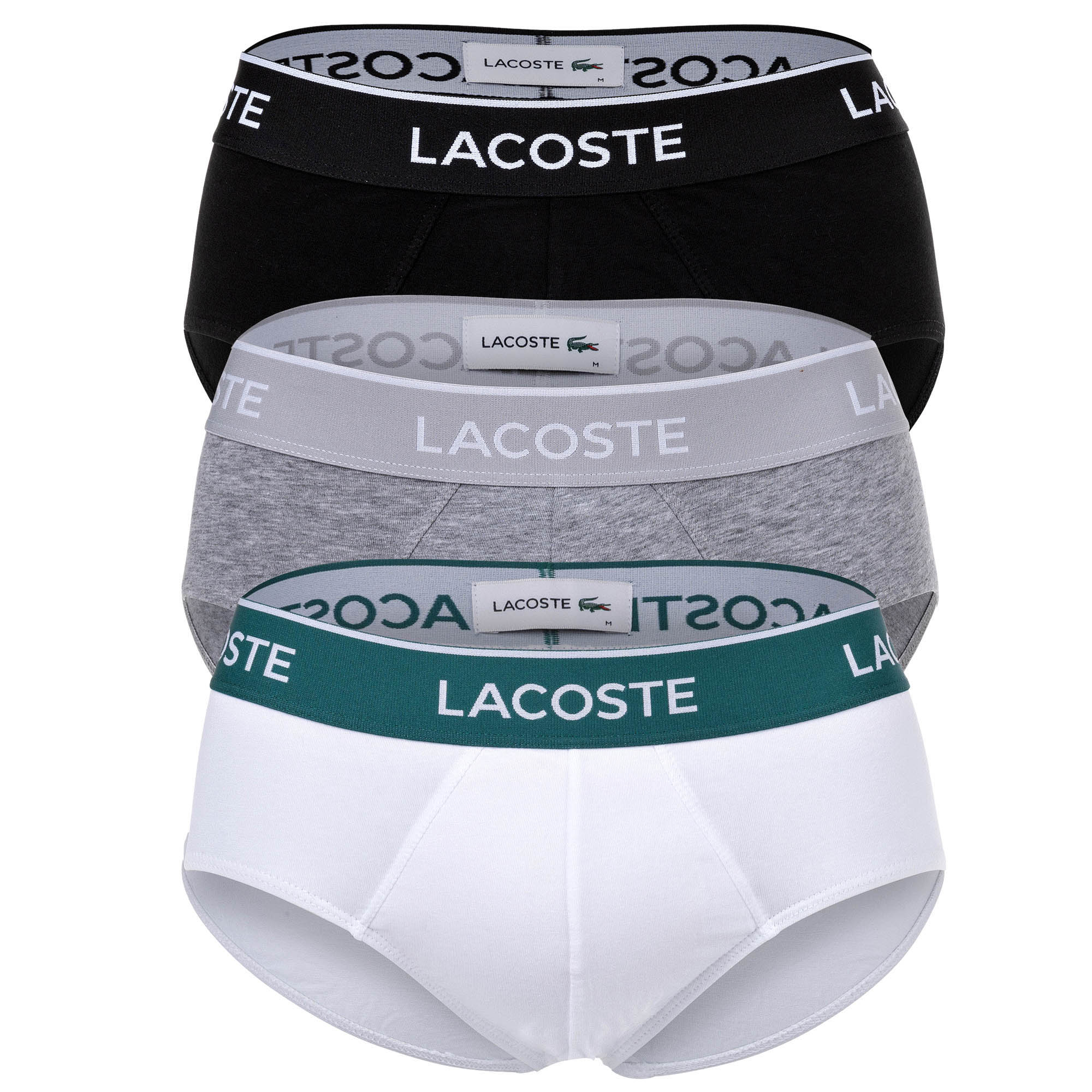 LACOSTE Herren Slips, 3er Pack - Casual, Briefs, Cotton Stretch, Logobund