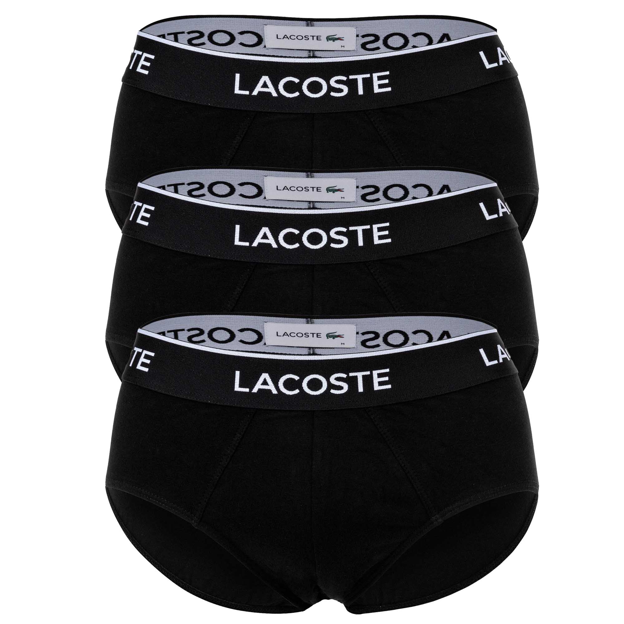 LACOSTE Men's Briefs, 3-pack - Casual, Briefs, Cotton Stretch, Logo Waistband