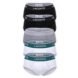 LACOSTE men's briefs, pack of 5 - Core, briefs, cotton stretch, logo waistband