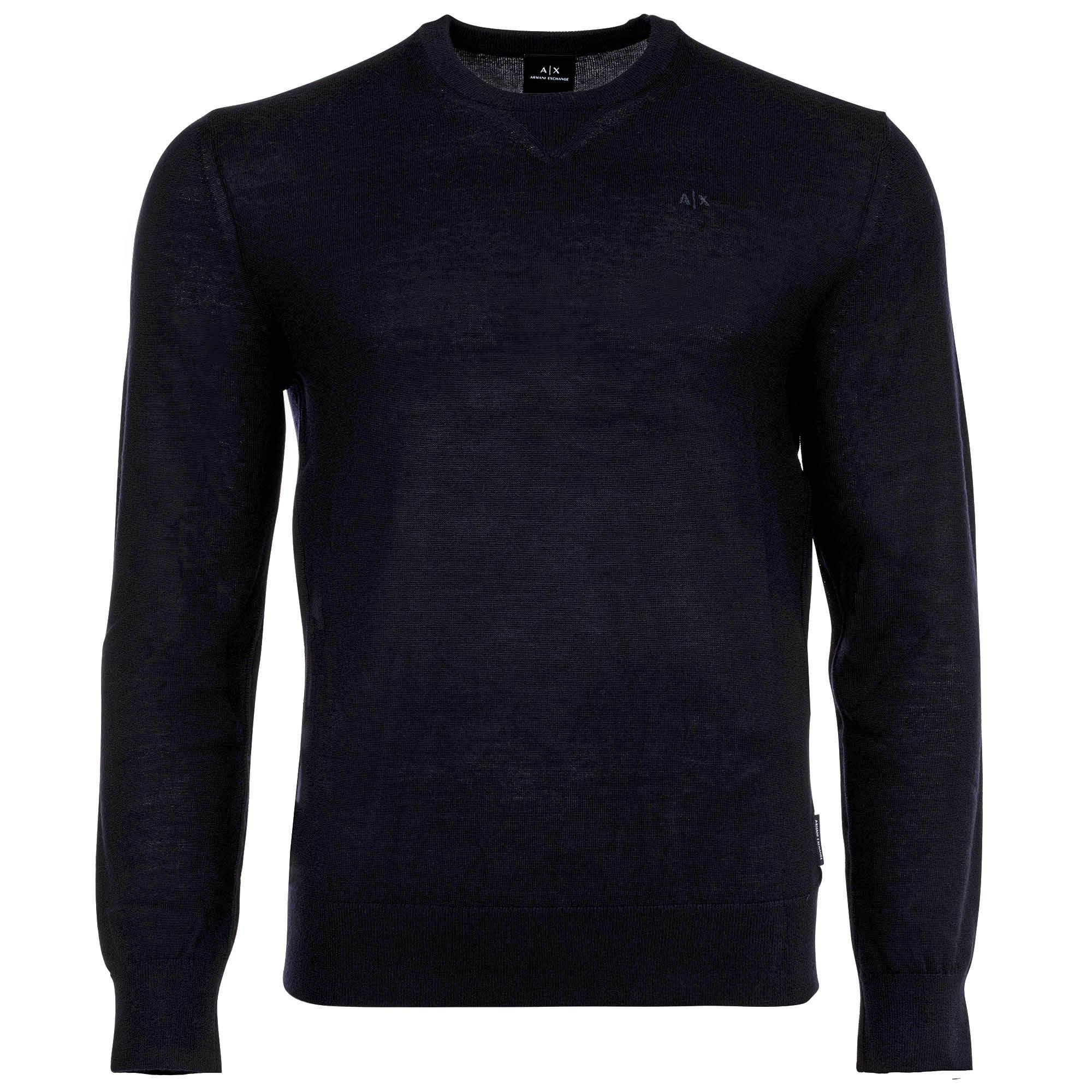 A|X ARMANI EXCHANGE Herren Strickpullover - Schurwolle, Rundhals, Logo, einfarbig
