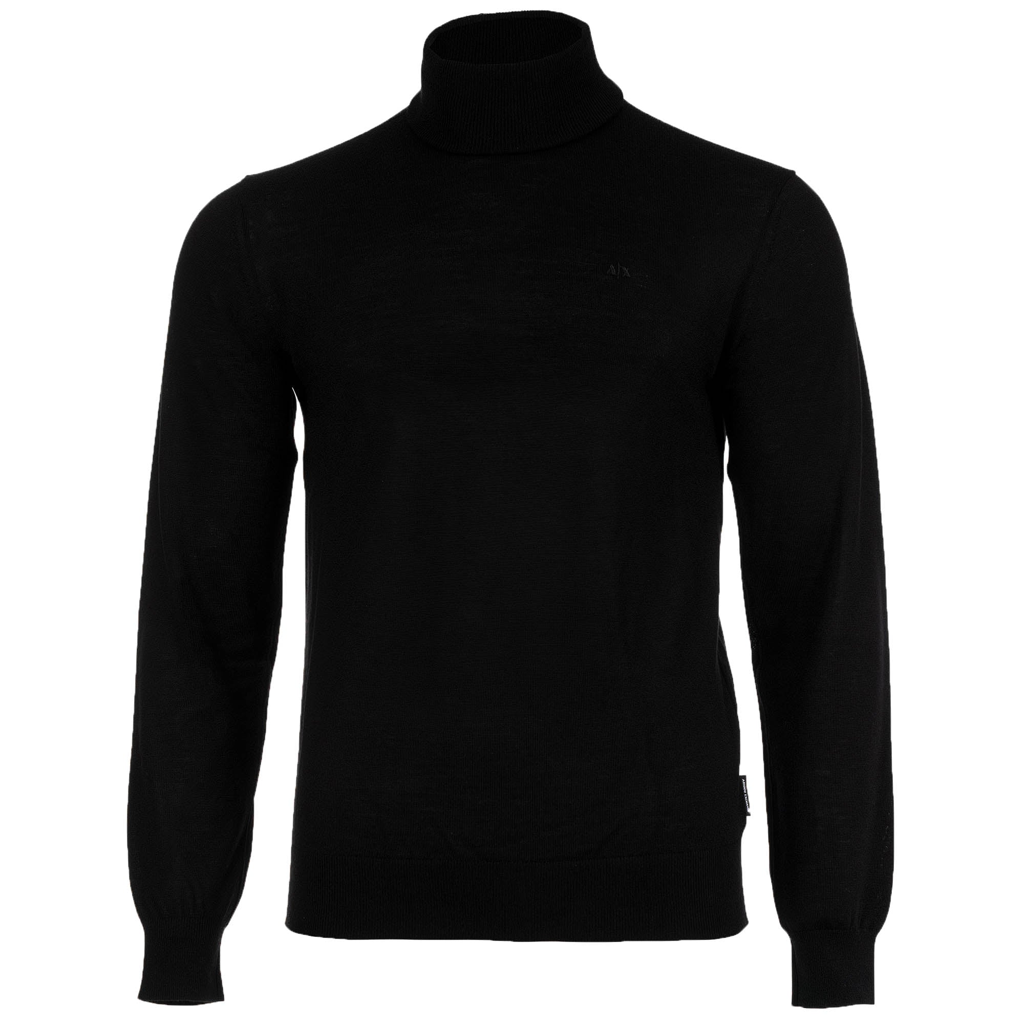 A|X ARMANI EXCHANGE men's turtleneck jumper - fine knit, virgin wool, logo, plain