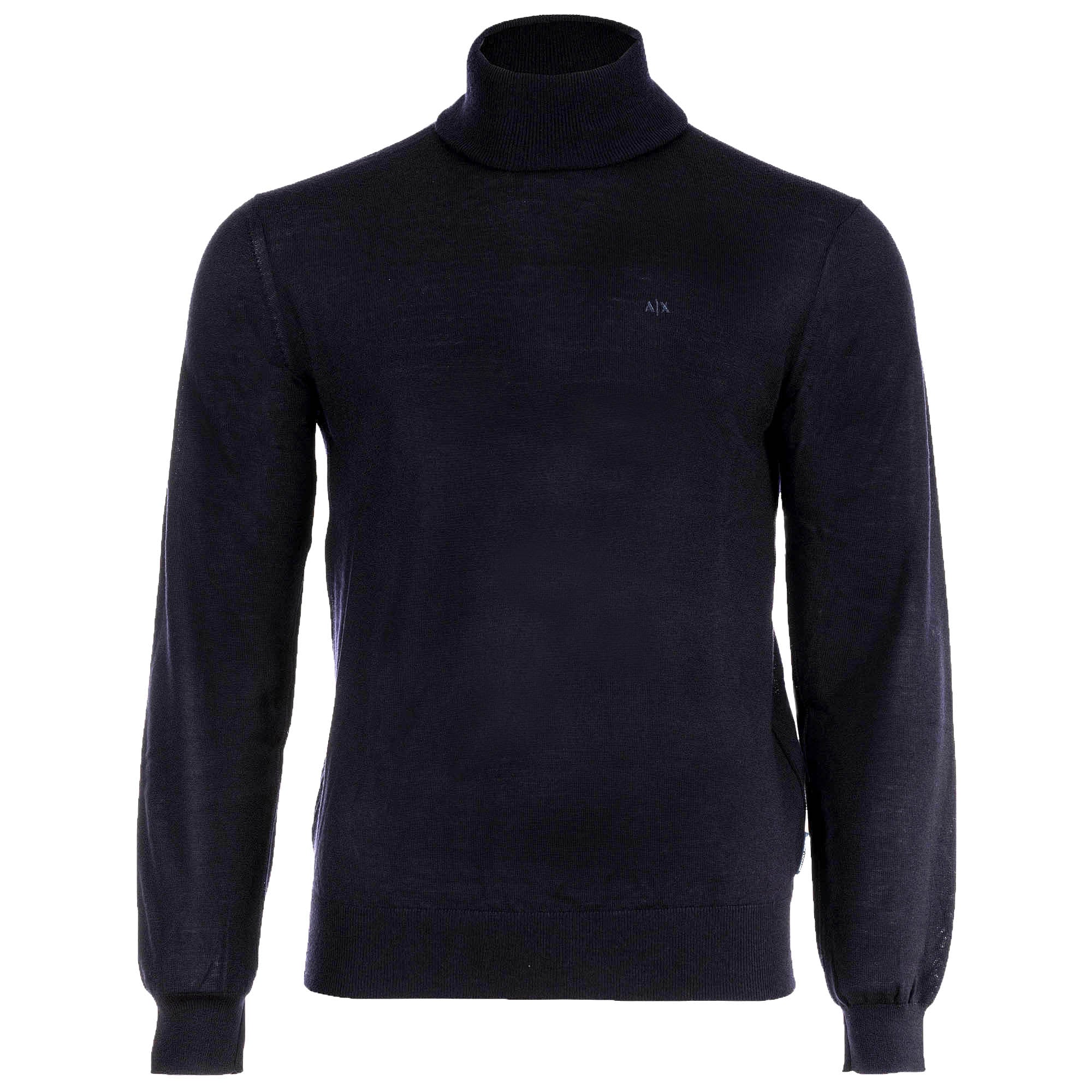 A|X ARMANI EXCHANGE Herren Rollkragenpullover - Feinstrick, Schurwolle, Logo, einfarbig