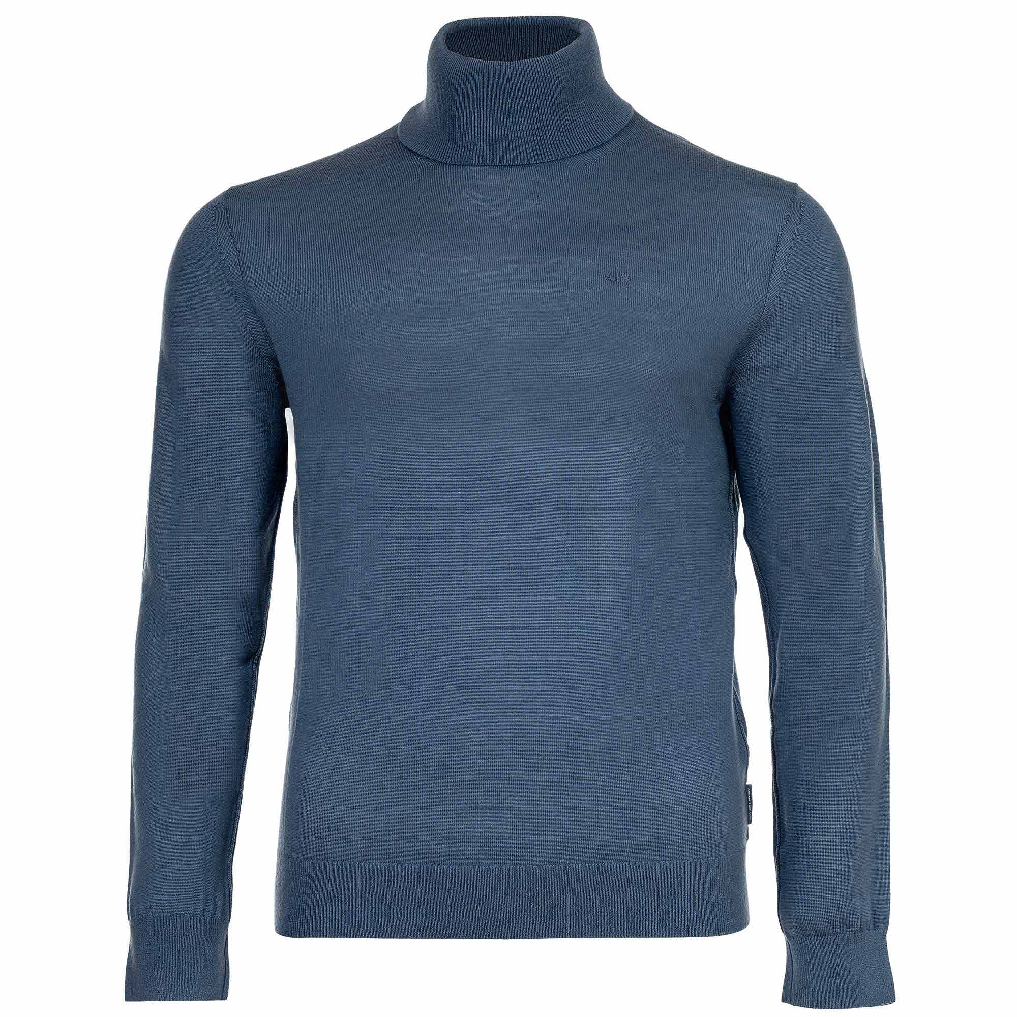 A|X ARMANI EXCHANGE men's turtleneck jumper - fine knit, virgin wool, logo, plain