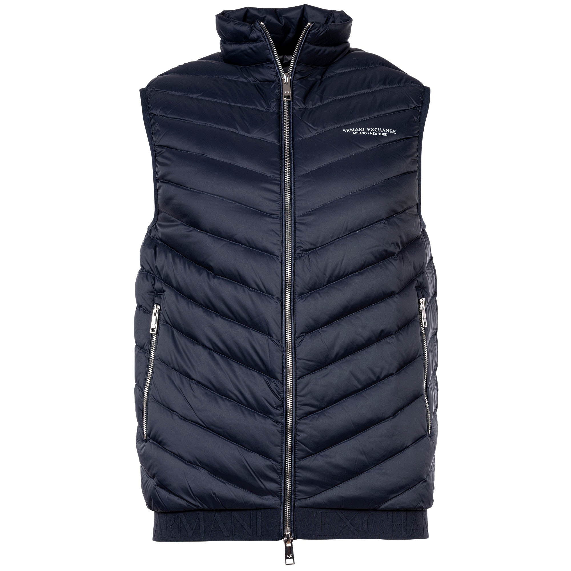 A|X ARMANI EXCHANGE Men's Down Vest - Quilted Vest, Zipper, sleeveless, solid color