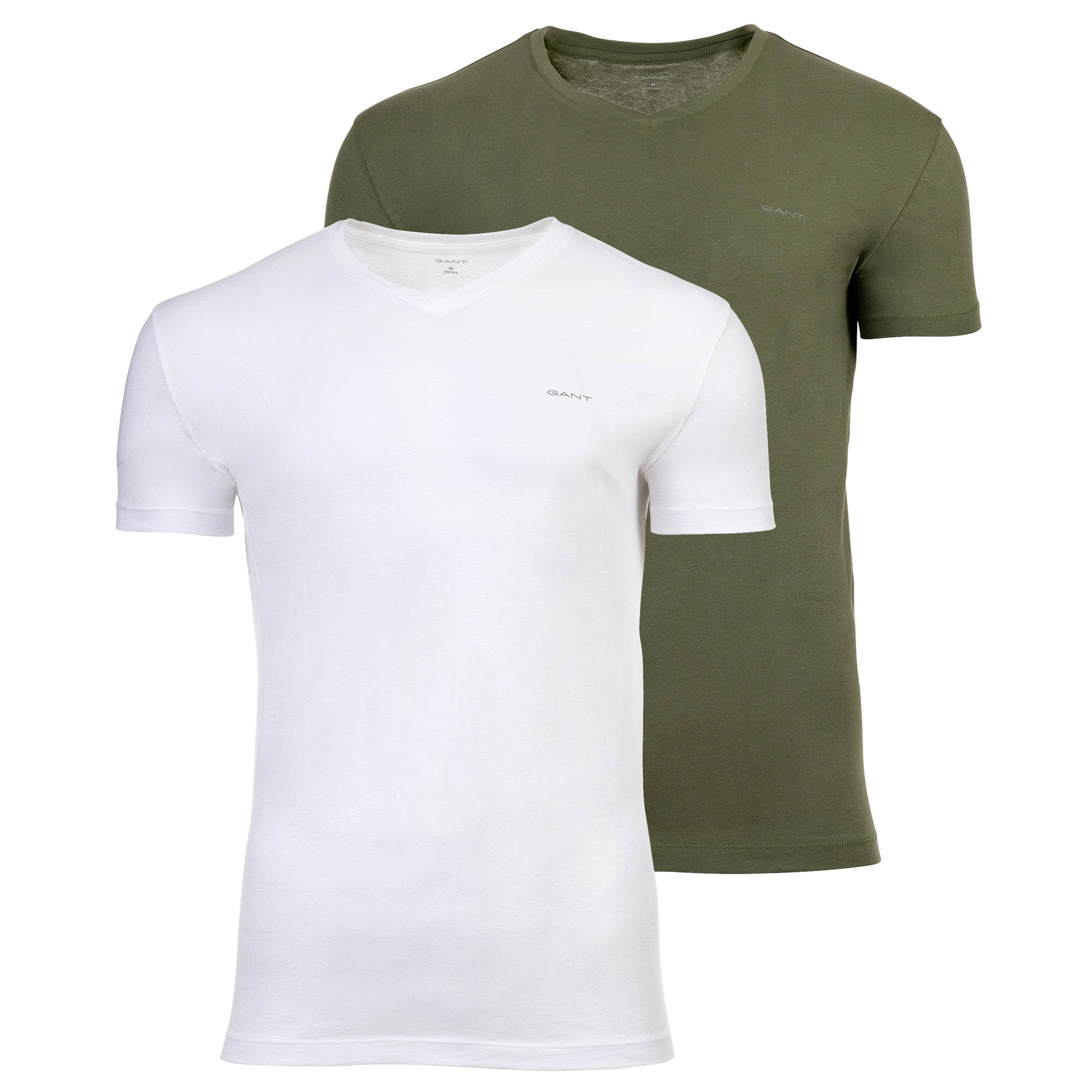 GANT Herren T-Shirt, 2er Pack - V-NECK T-SHIRT 2-PACK, V-Ausschnitt, kurzarm, Cotton