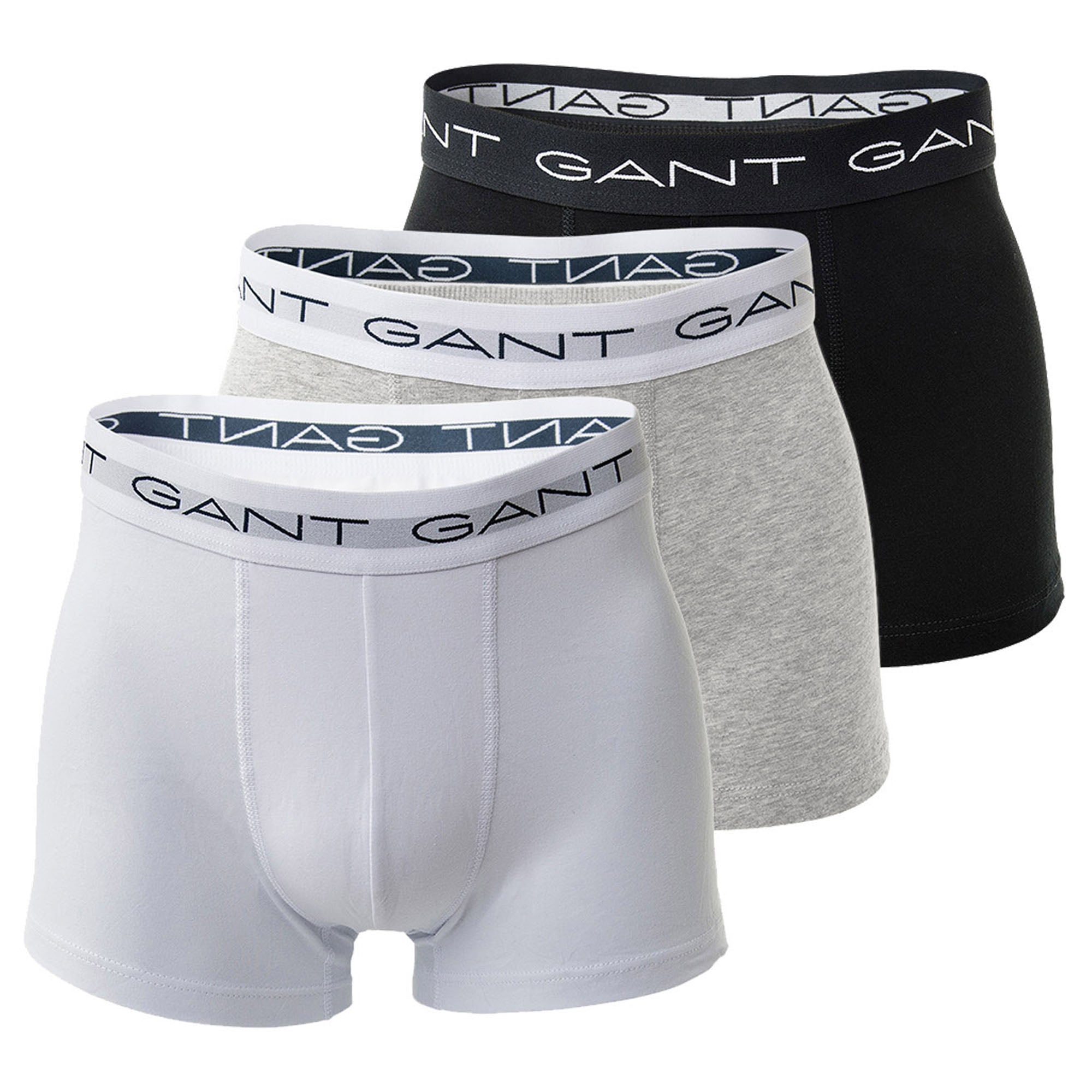 GANT Herren Boxershorts, 3er Pack - Trunks, Cotton Stretch, Logo, einfarbig