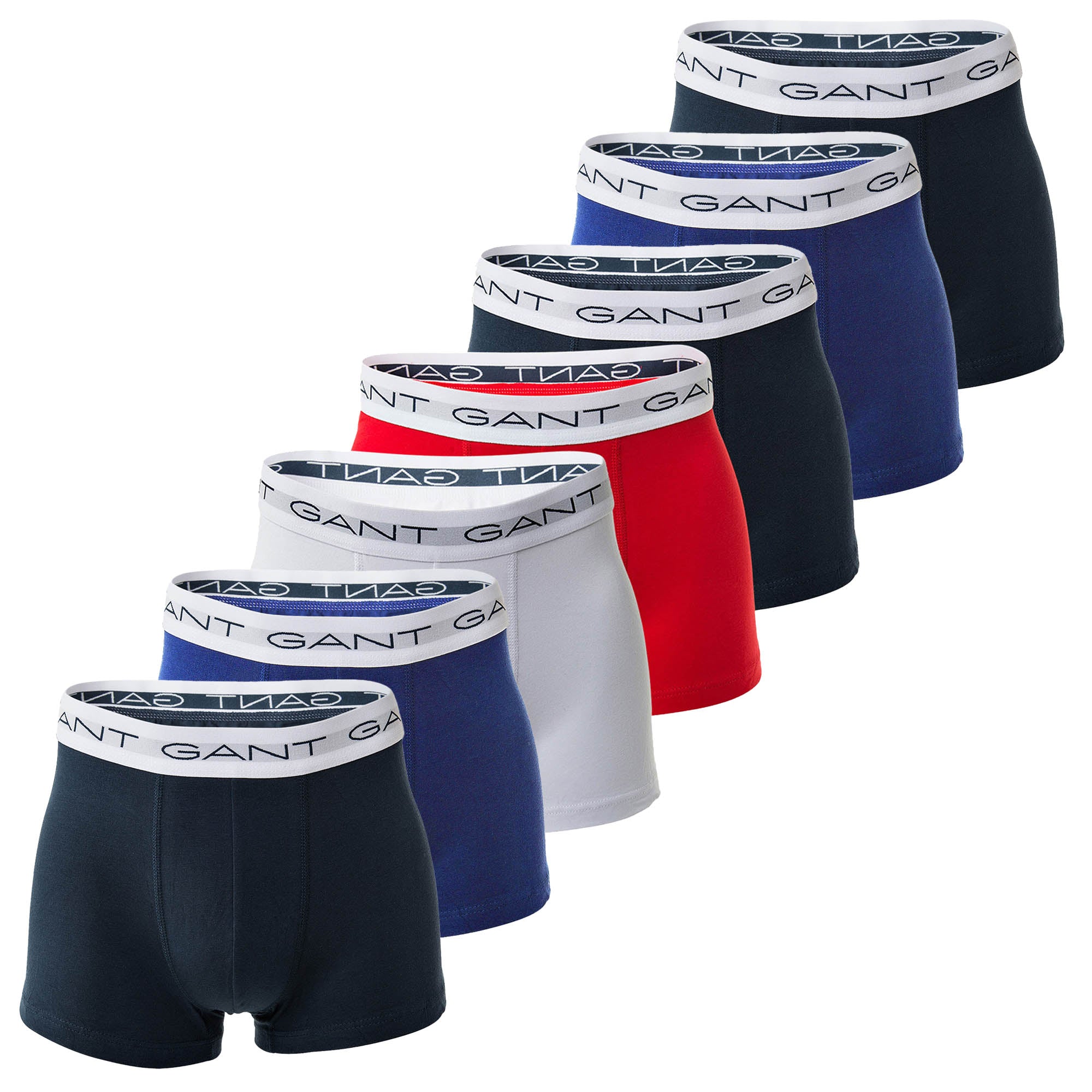 GANT men boxer shorts, 7-pack - Trunk 7-pack, cotton stretch, single-coloured