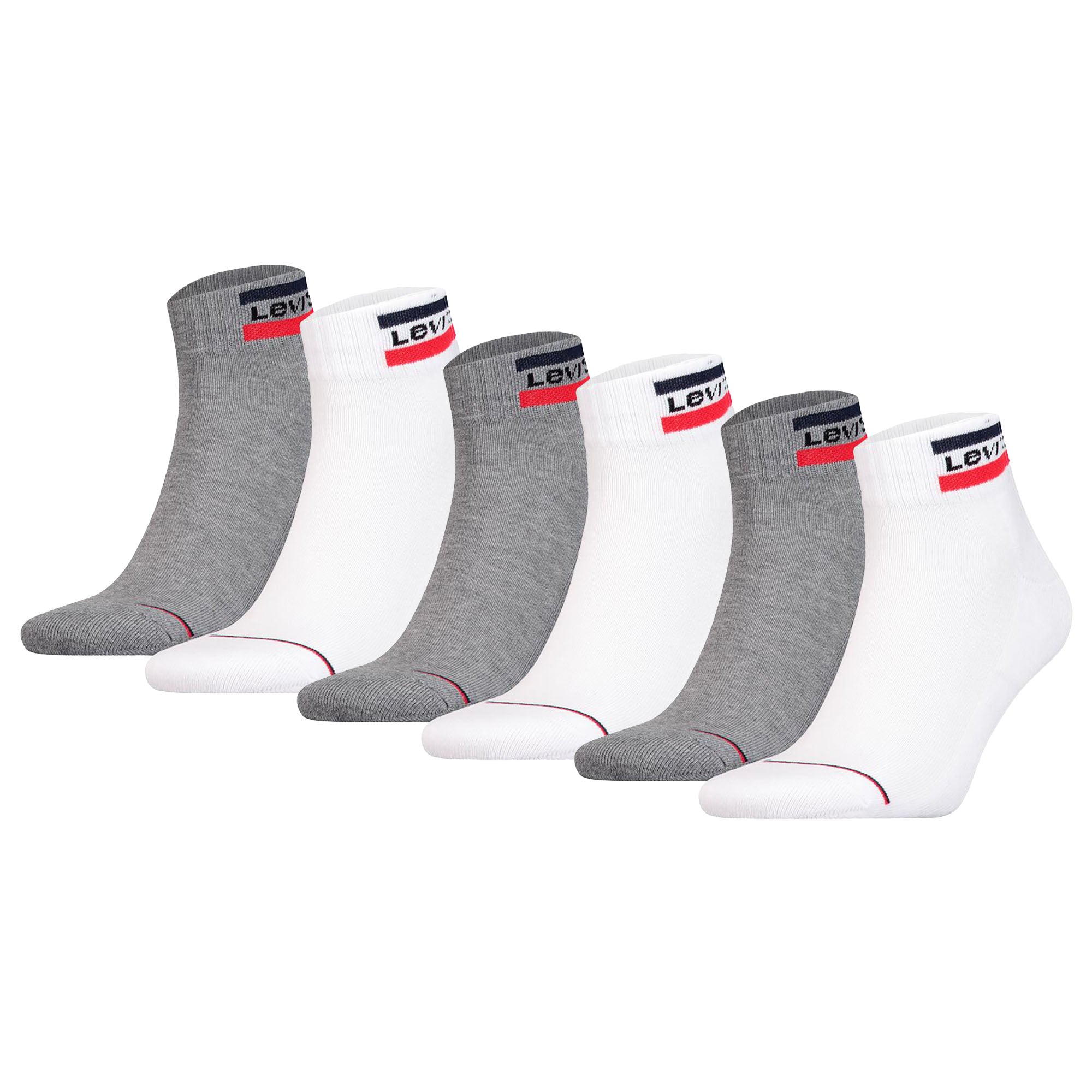 Levi's Unisex 6er Pack Sportsocken - Mid Cut SPRTWR, Logo, einfarbig
