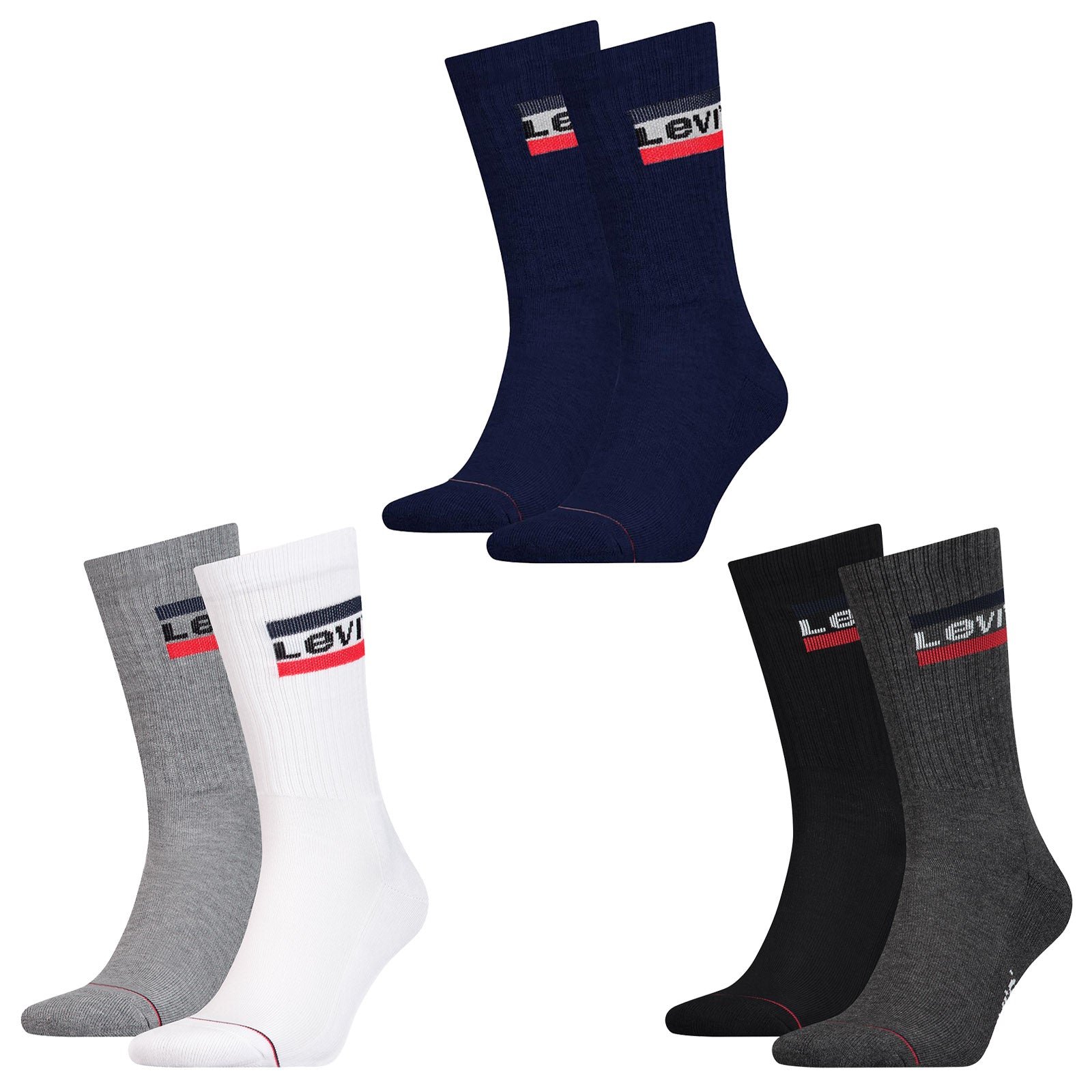 Levi's Unisex Pack Sports Socks - Regular Cut SPRTWR, Logo, Unicolor