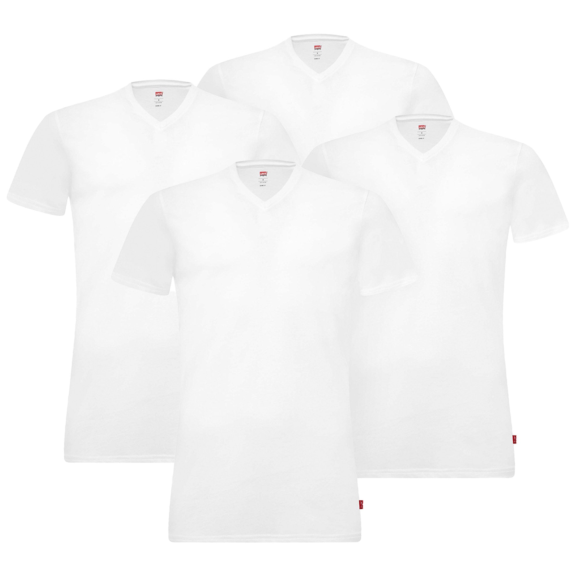 Levi's Herren T-Shirts, 4er Pack - V-Ausschnitt, Kurzarm, einfarbig