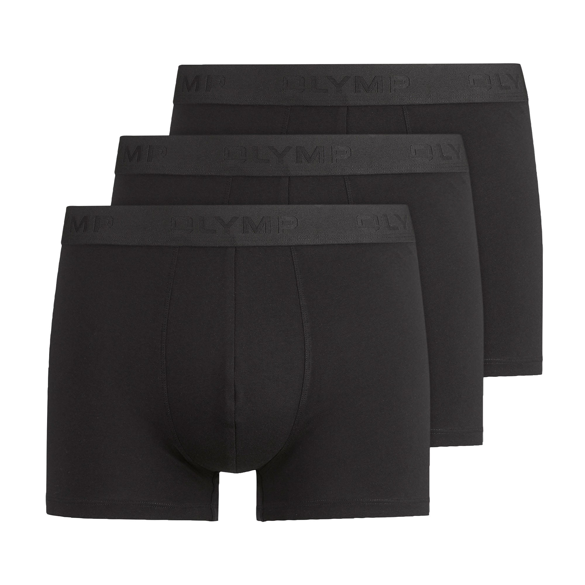 OLYMP Men's Boxer Shorts, 3-Pack - Trunks, Cotton Stretch, Logo, Plain